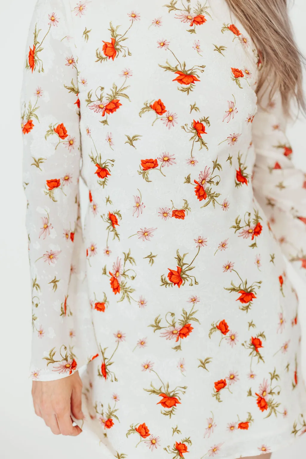 Adelaide Open Back Floral Mini Dress in White