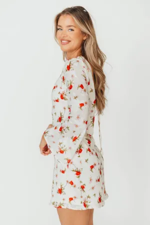 Adelaide Open Back Floral Mini Dress in White