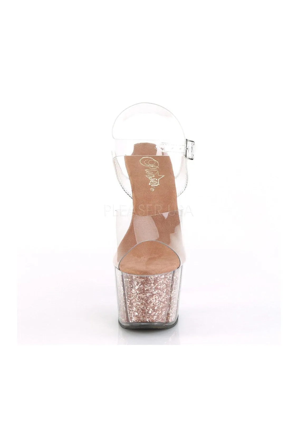 ADORE-708G Platform Sandal | Clear Vinyl