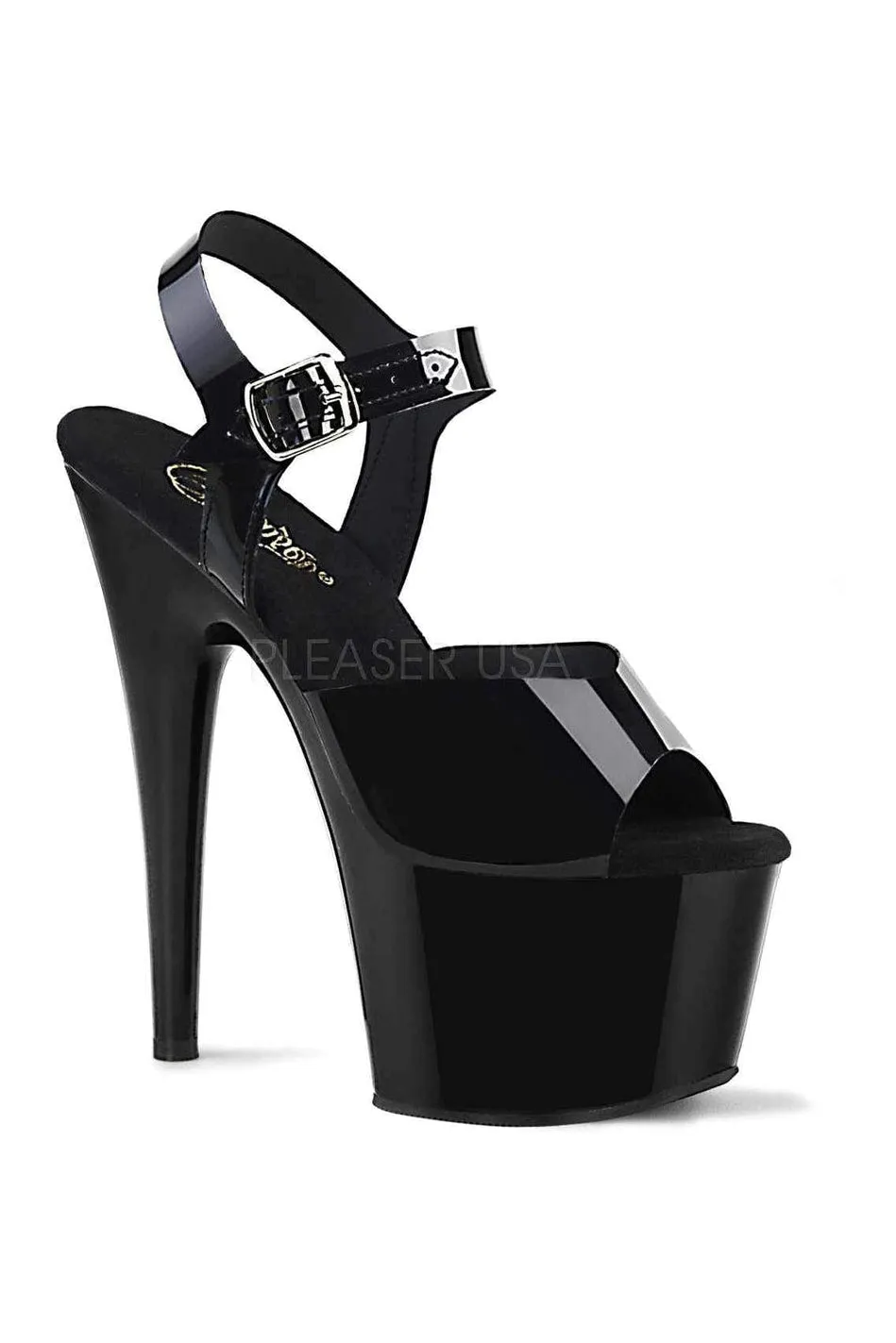 ADORE-708N Platform Sandal | Black Faux Leather