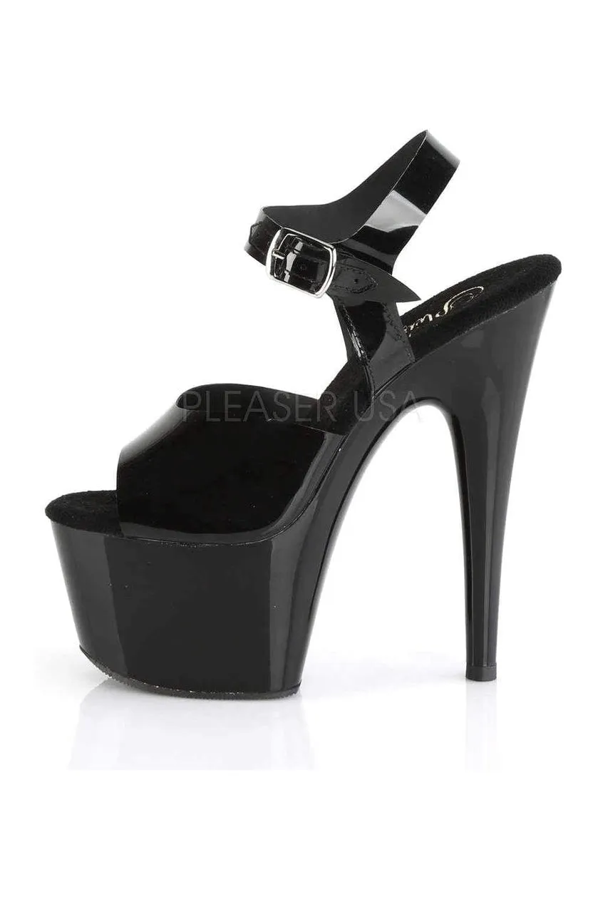 ADORE-708N Platform Sandal | Black Faux Leather