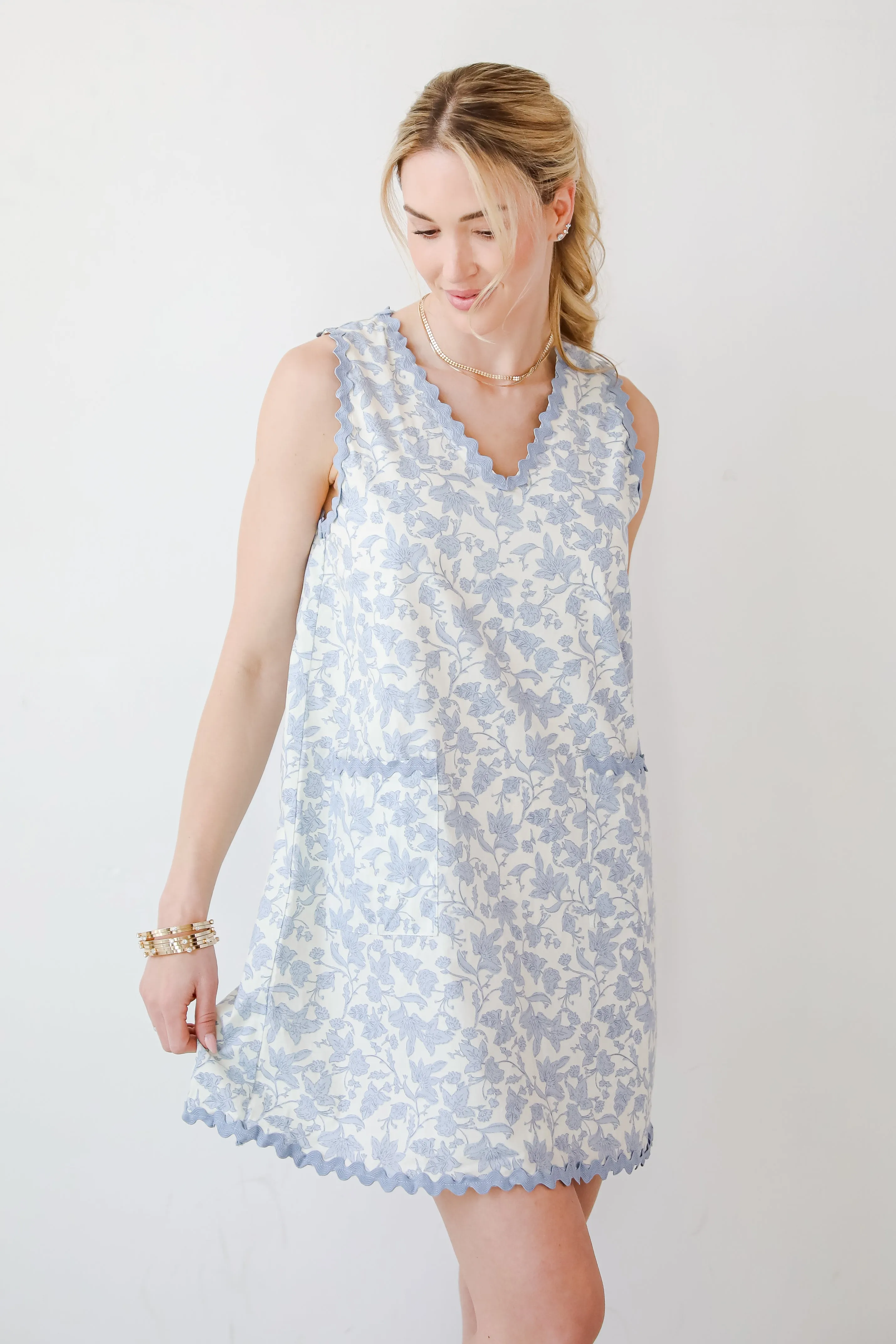 All For You Blue Floral Mini Dress