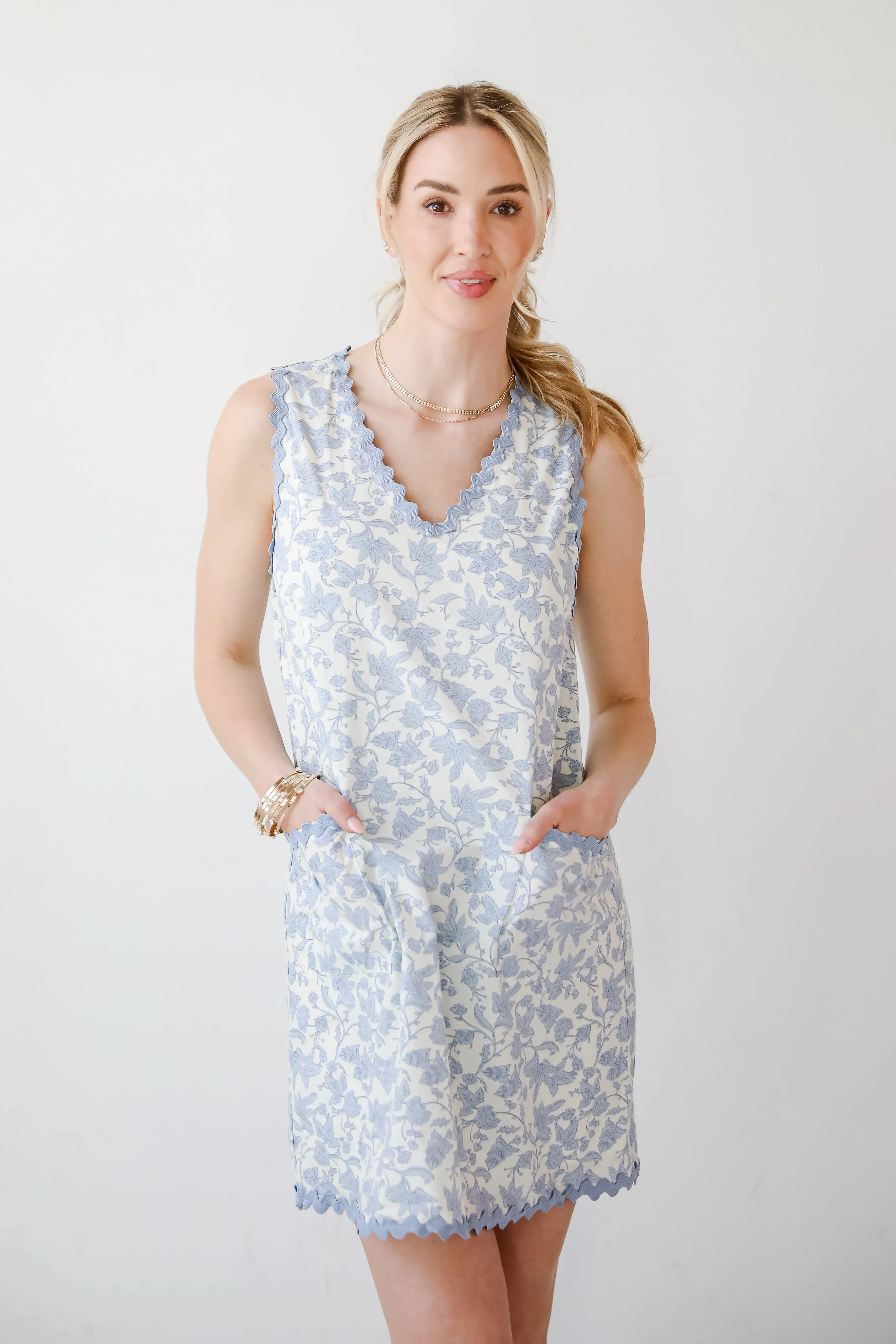 All For You Blue Floral Mini Dress