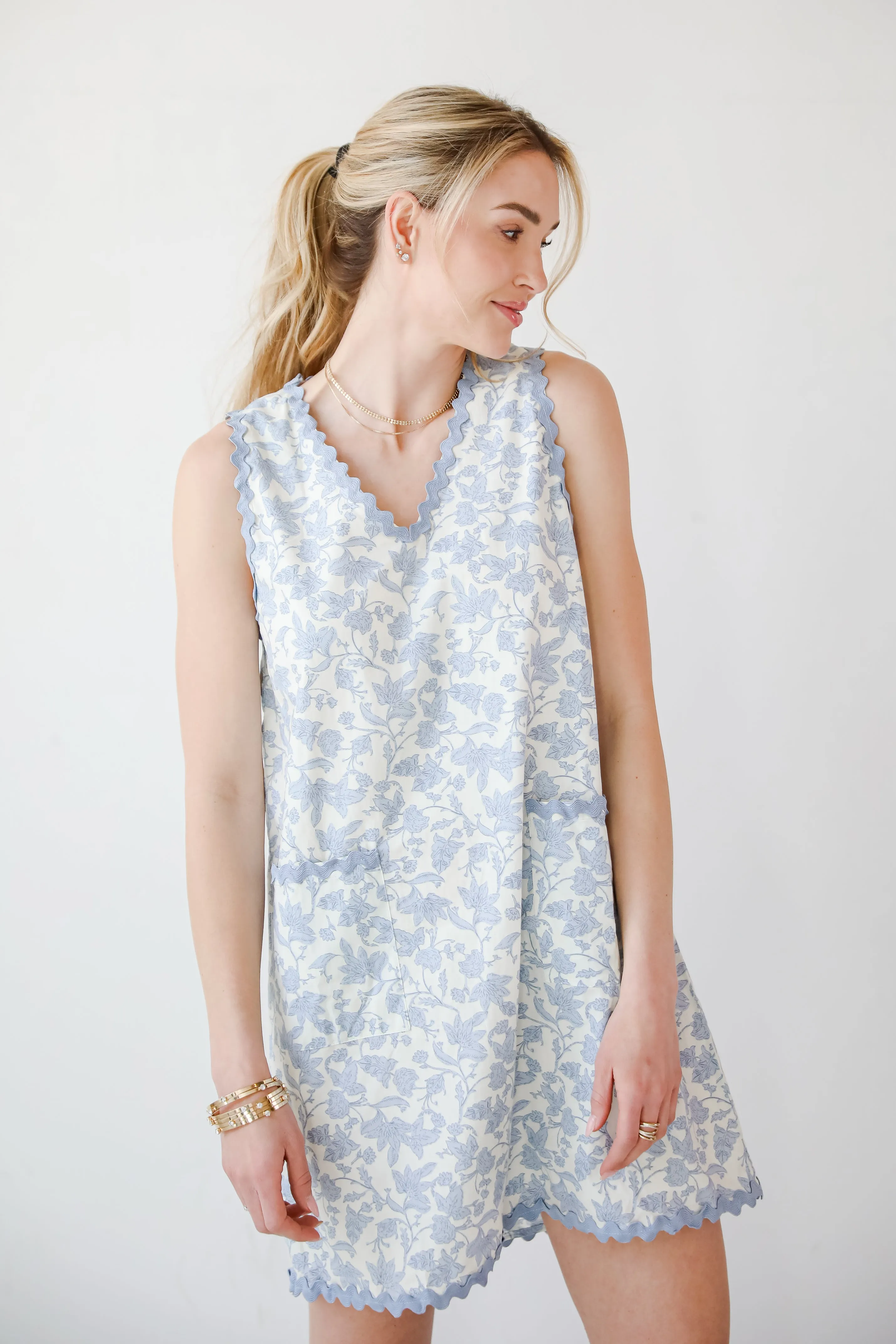 All For You Blue Floral Mini Dress
