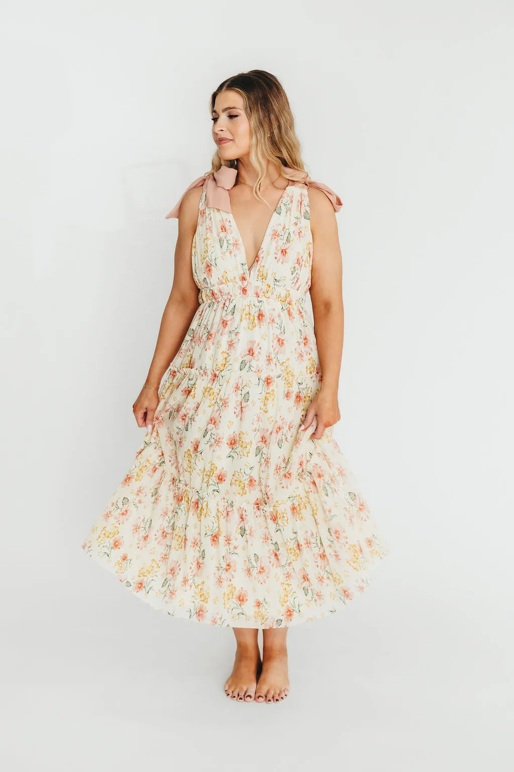 Ambrose Maxi Dress in Cream/Coral Floral