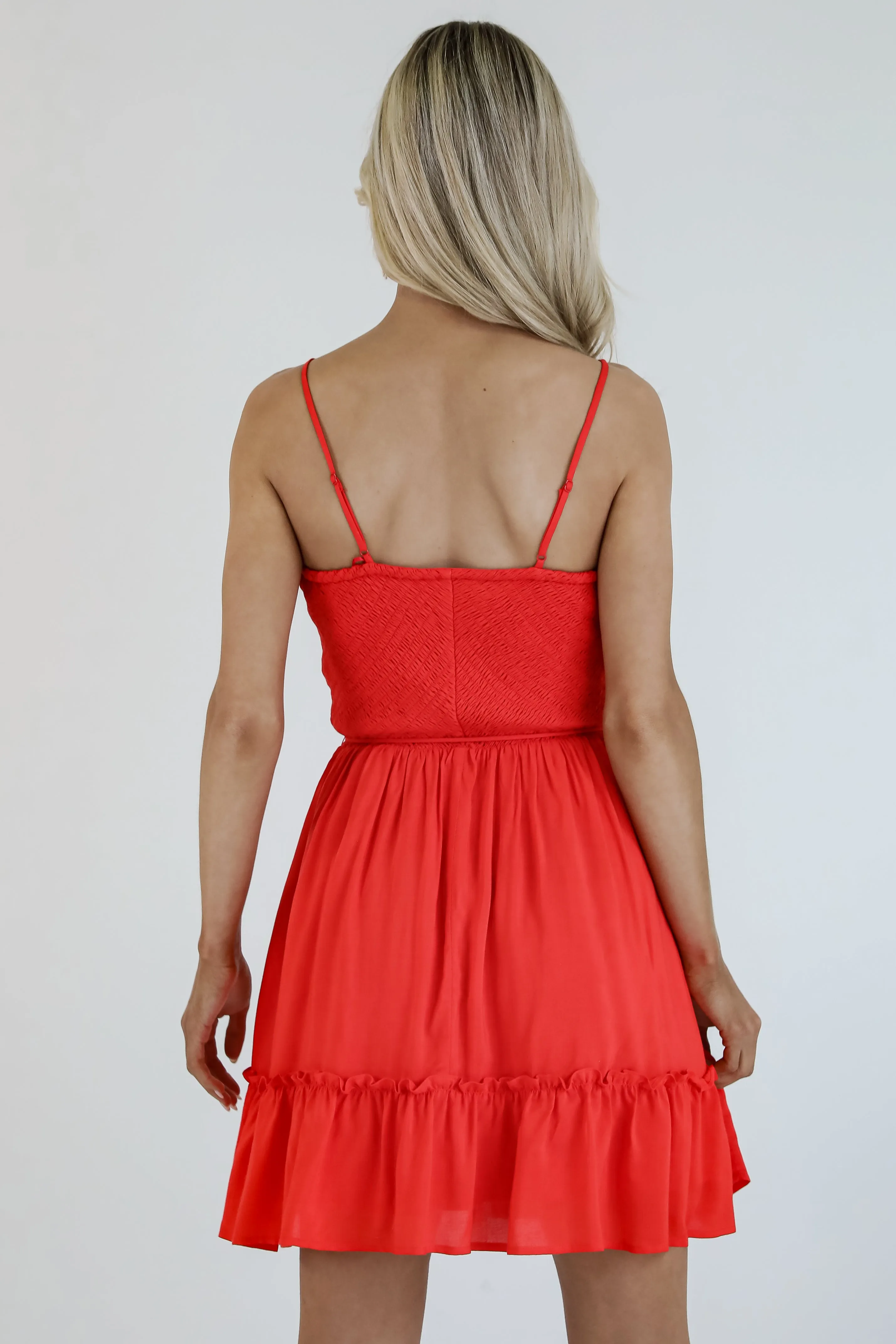 Attracted To You Red Smocked Mini Dress