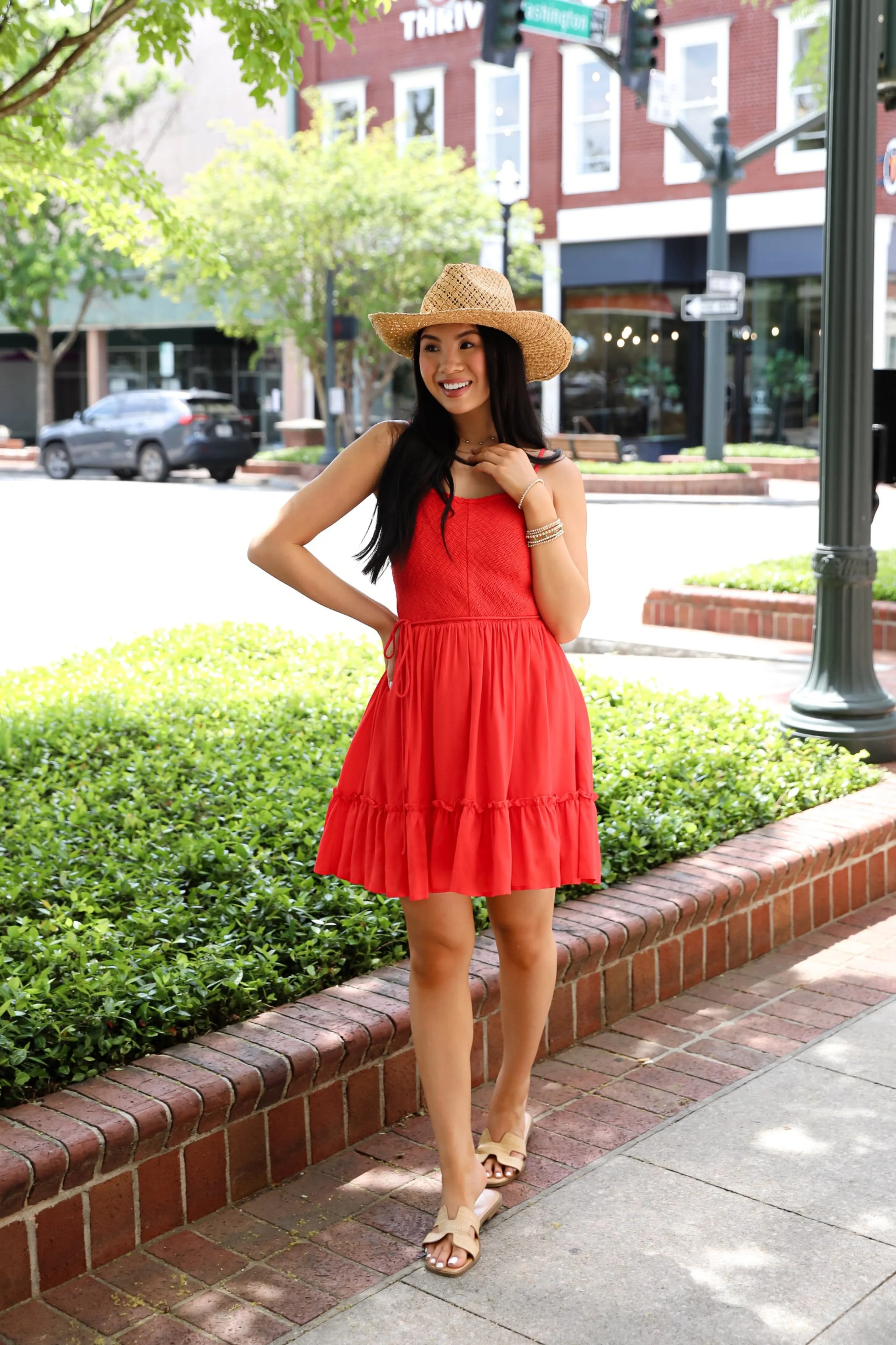 Attracted To You Red Smocked Mini Dress