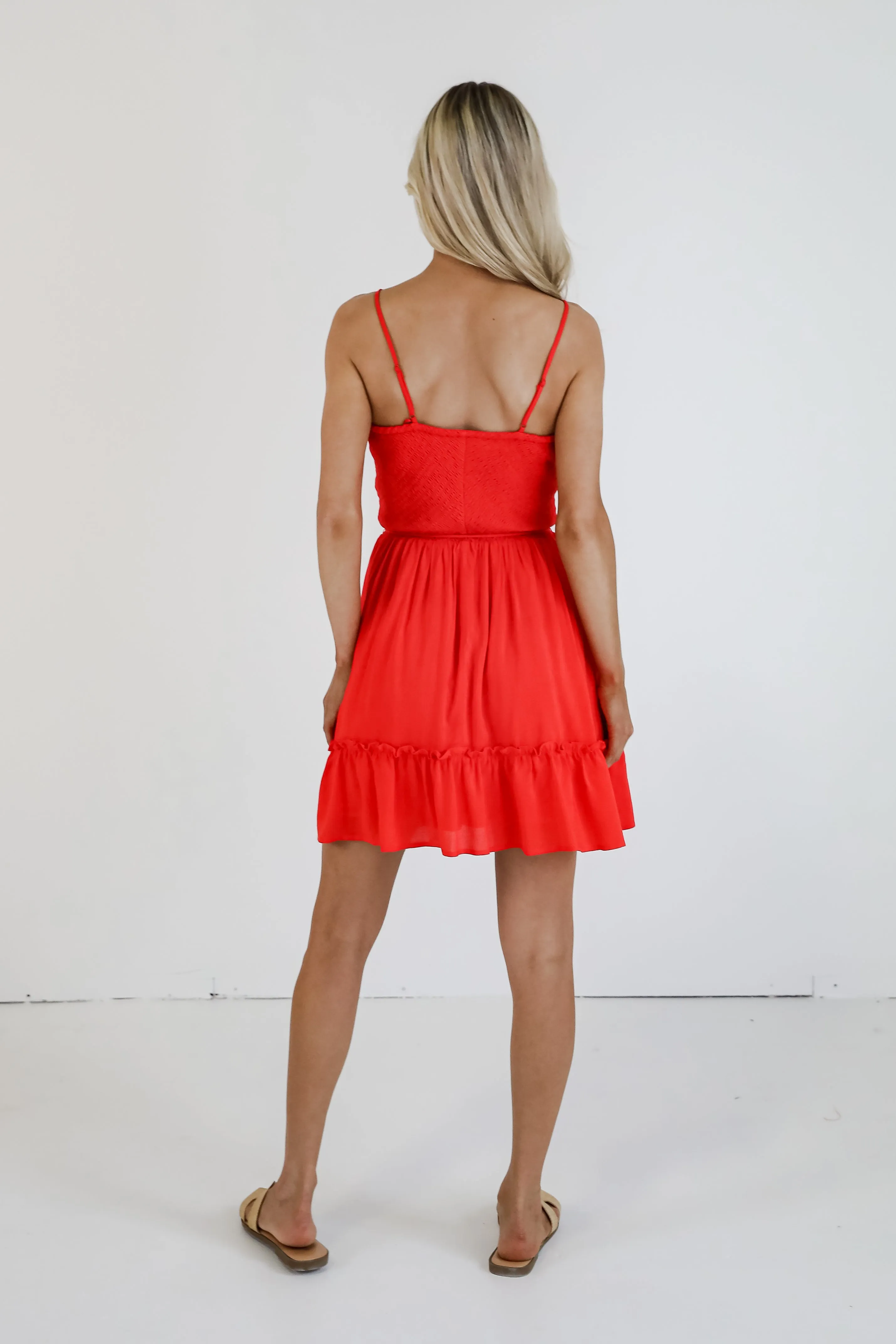Attracted To You Red Smocked Mini Dress