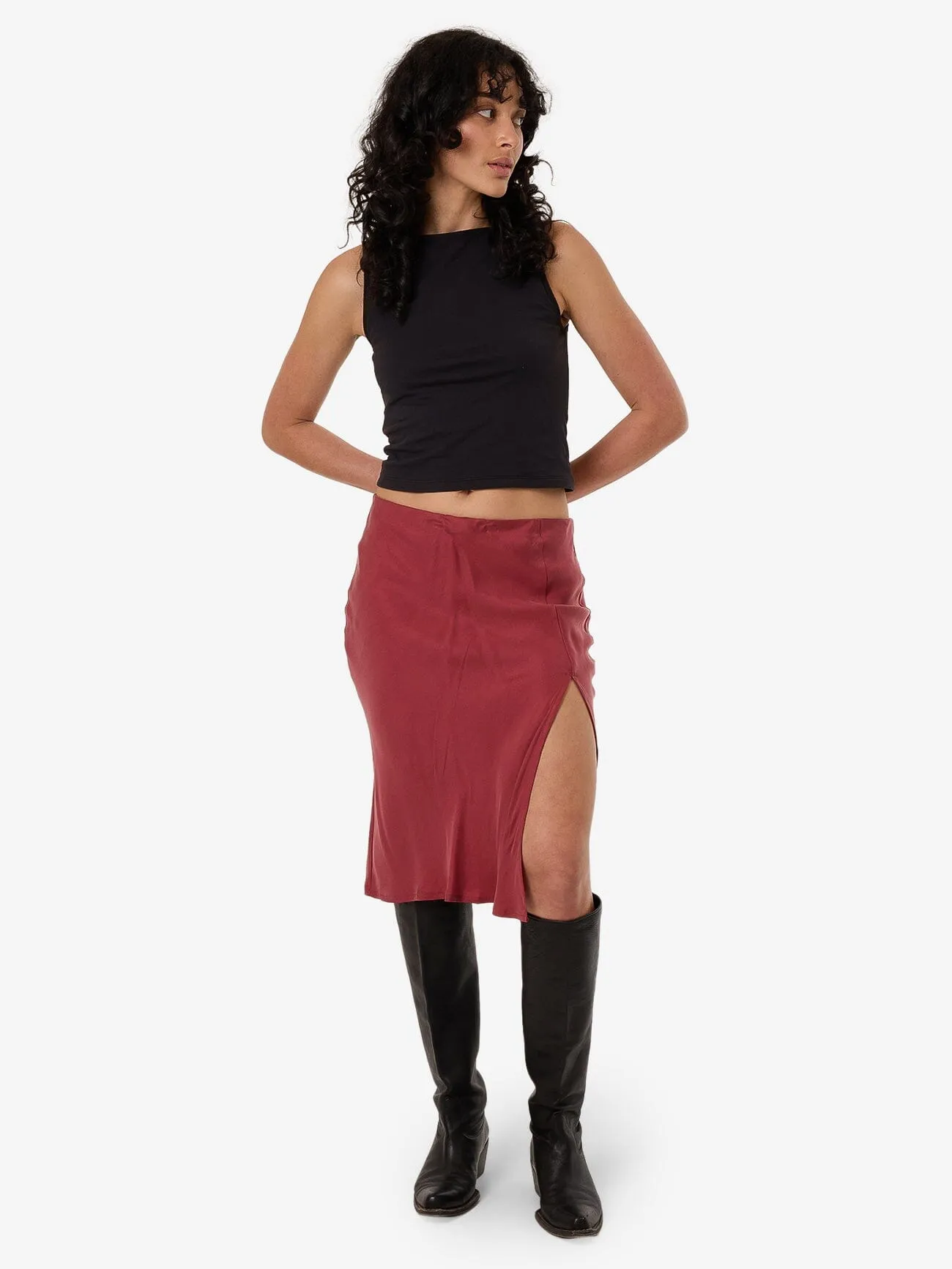 Blair Slip Skirt - Cabernet