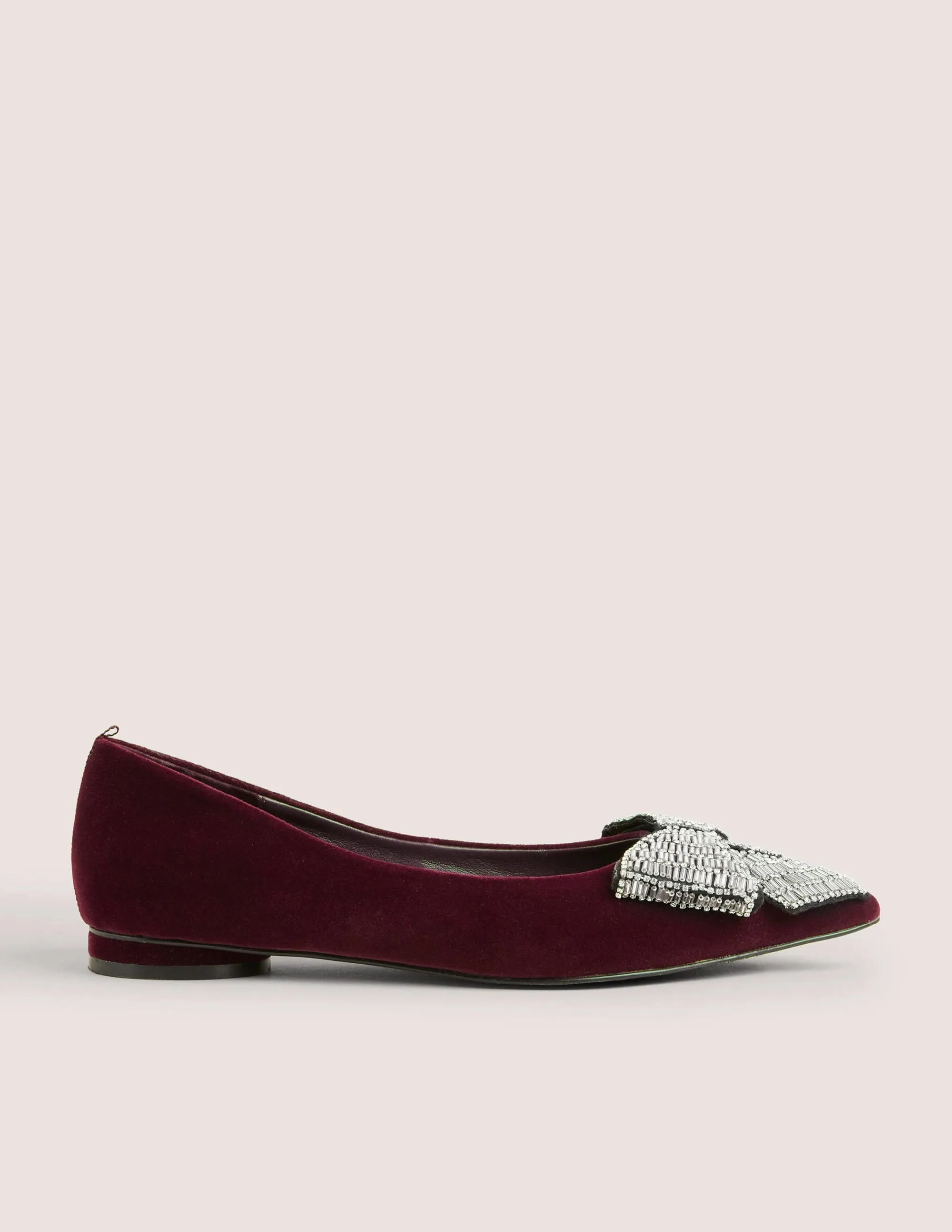 Bow Embellished Pointed Flats-Mulled Wine