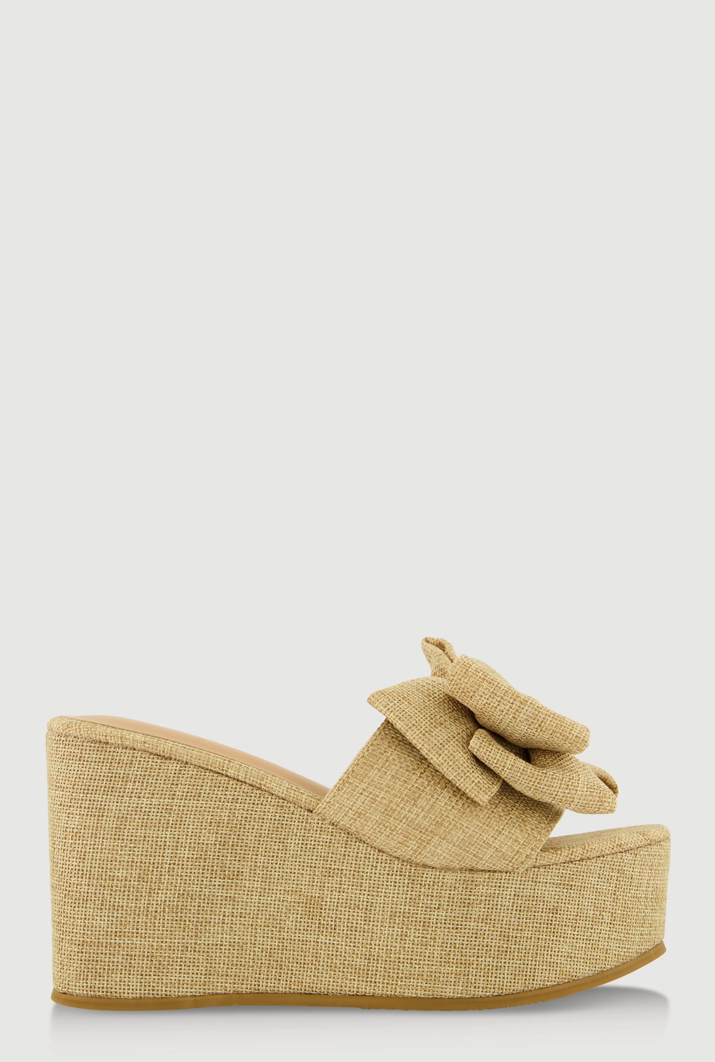 Bow Platform Wedge Slide Sandals