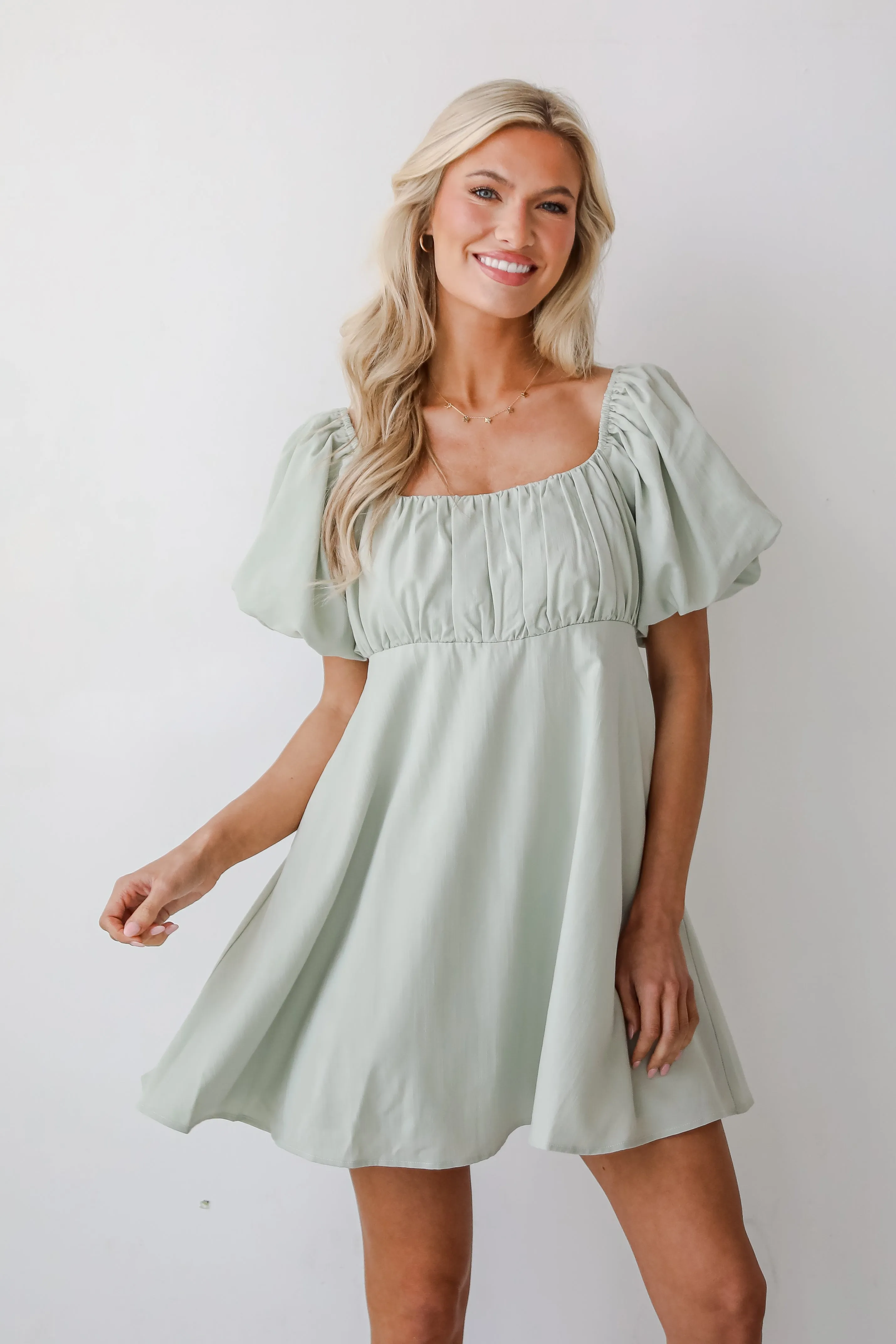 Bright Charm Sage Mini Dress