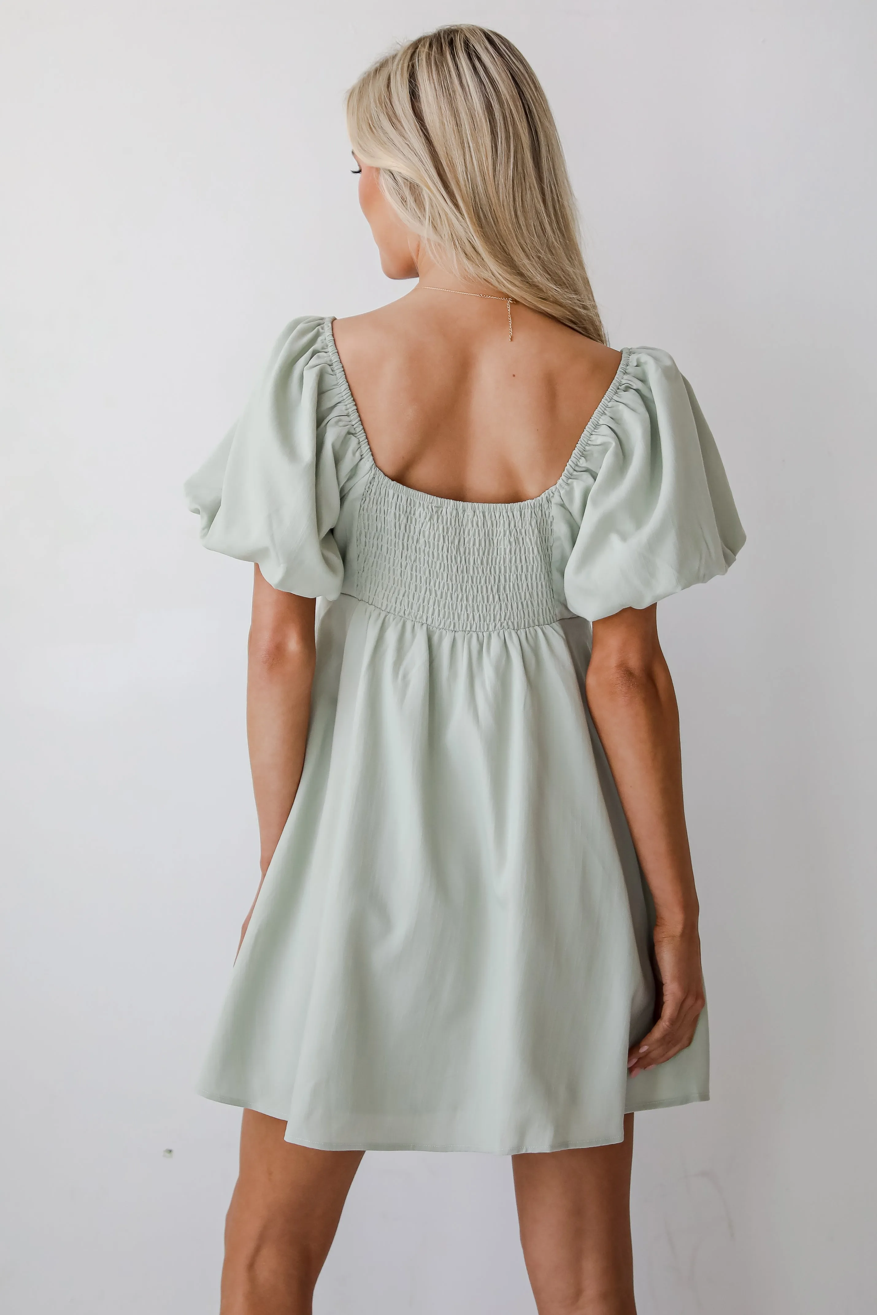Bright Charm Sage Mini Dress