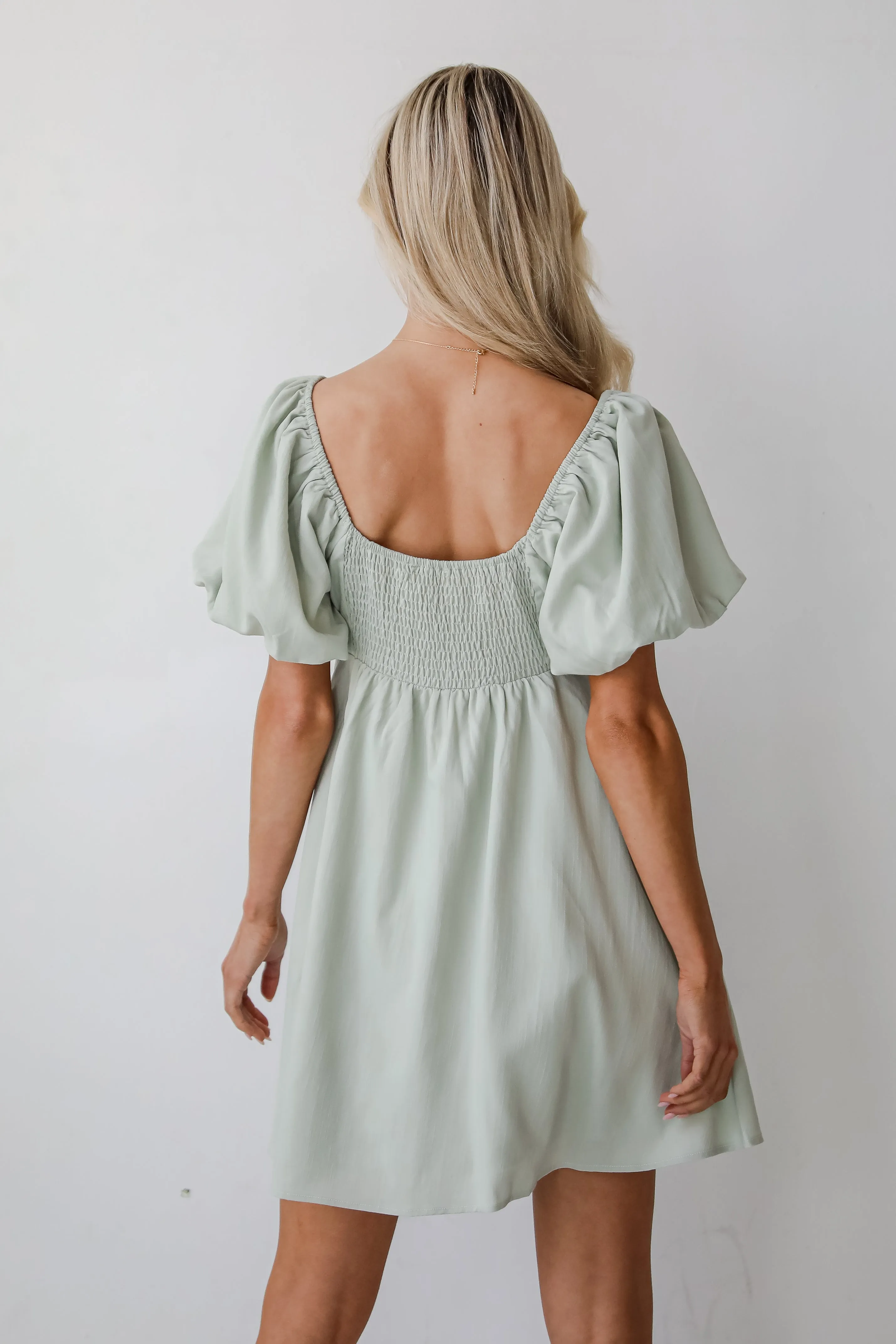 Bright Charm Sage Mini Dress