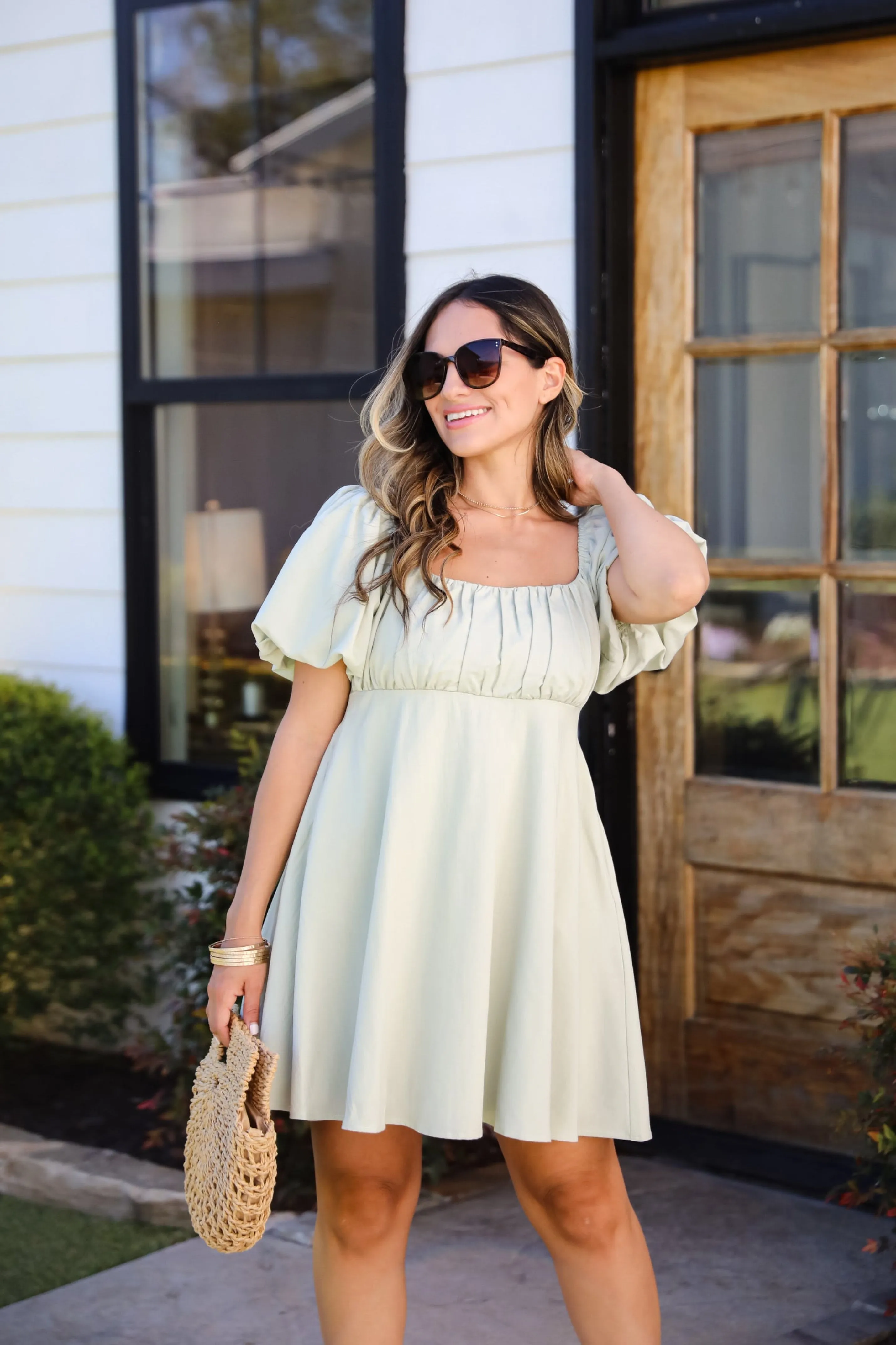 Bright Charm Sage Mini Dress
