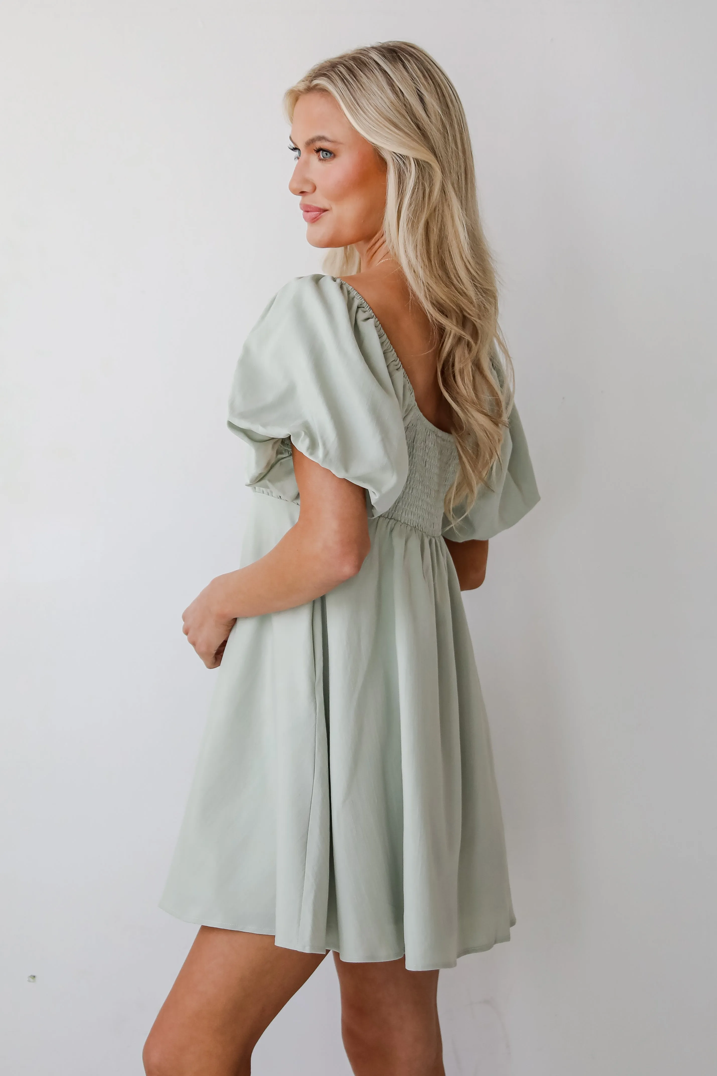Bright Charm Sage Mini Dress