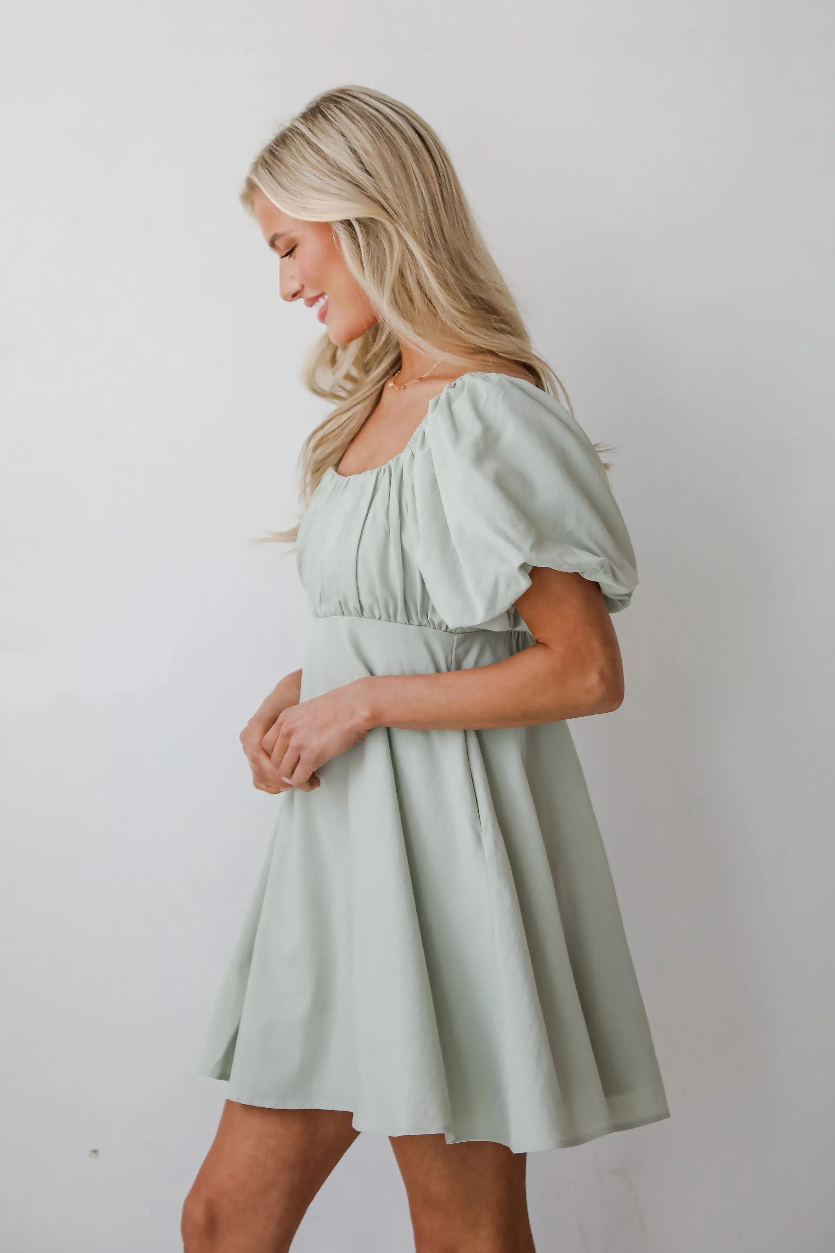 Bright Charm Sage Mini Dress