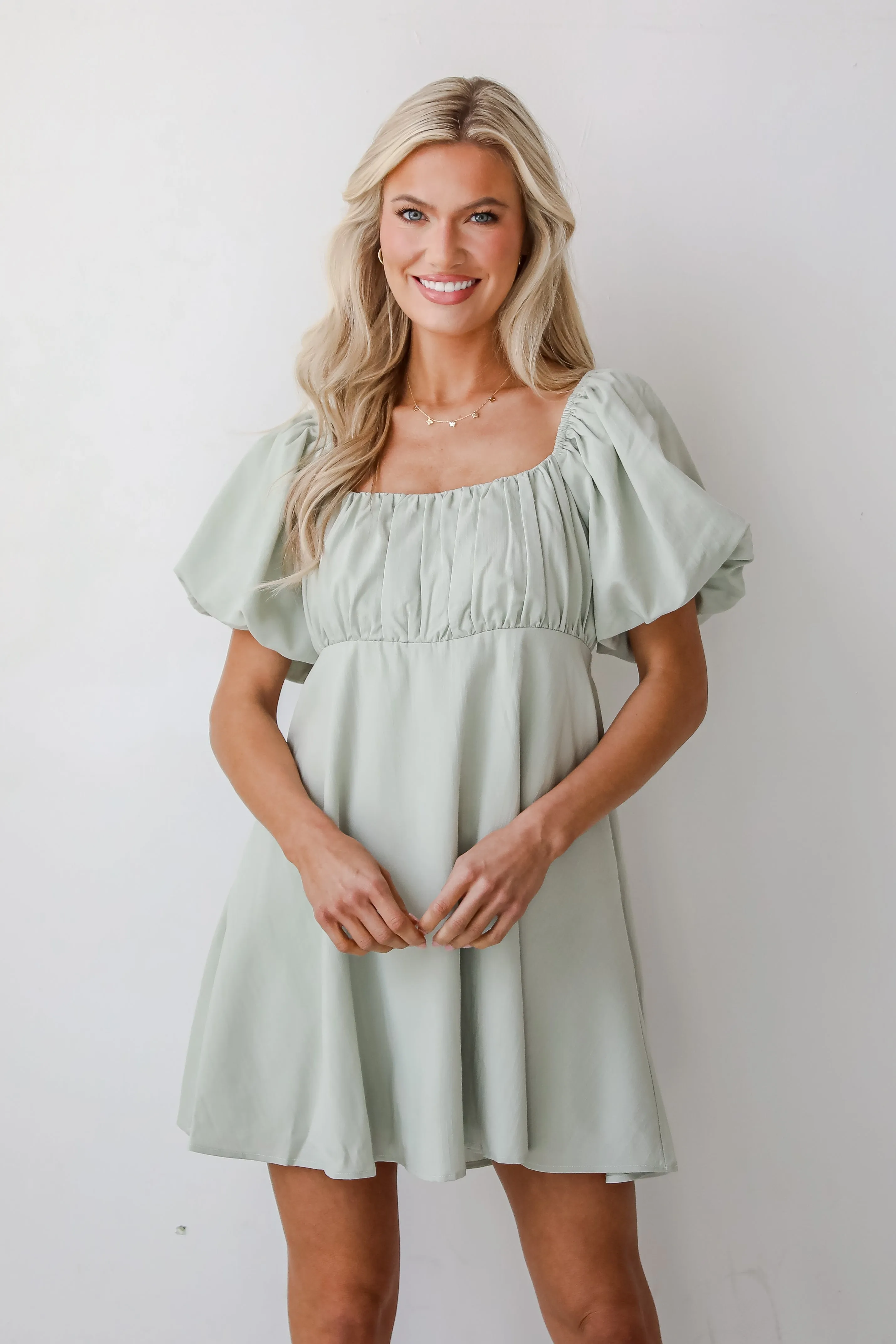 Bright Charm Sage Mini Dress