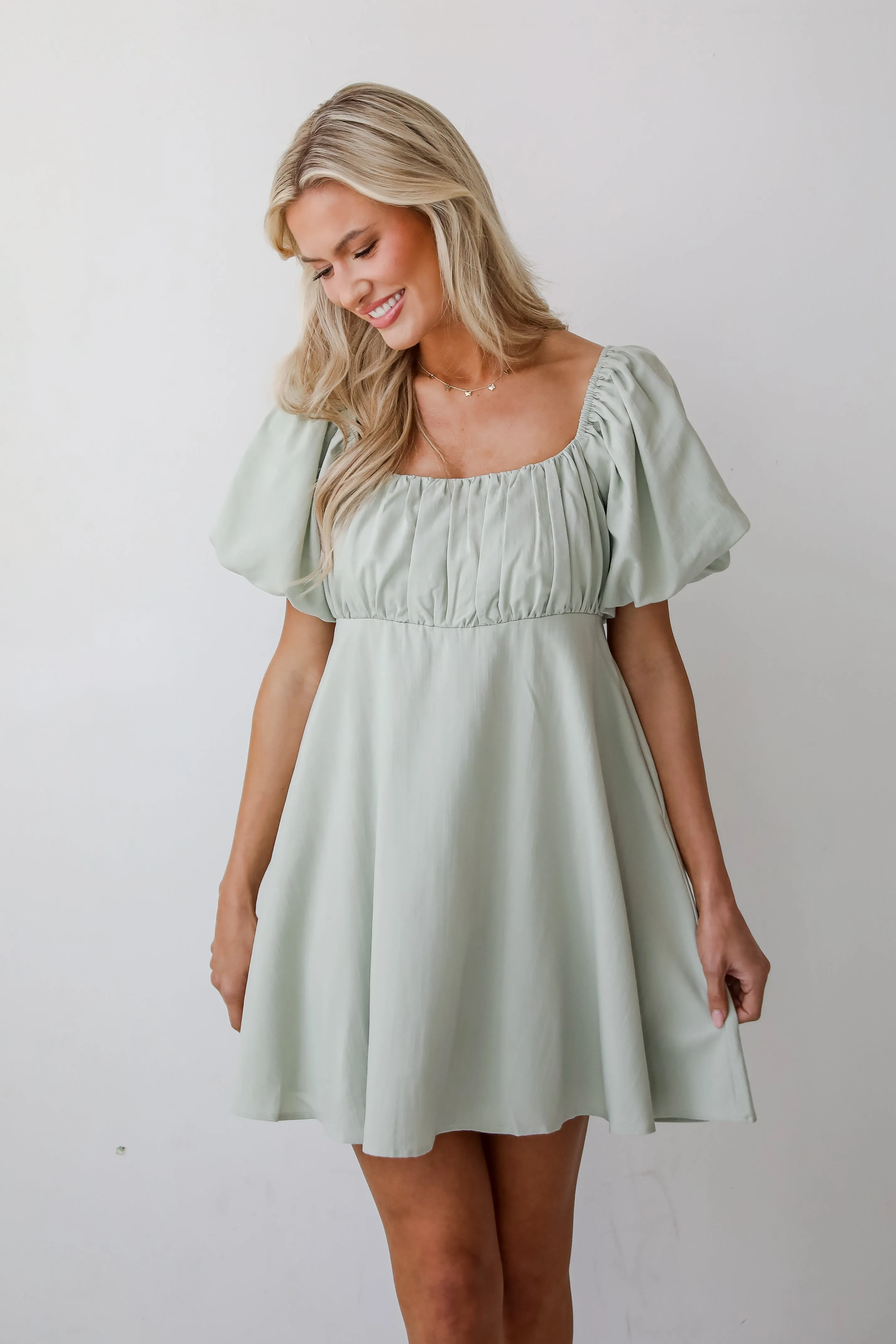Bright Charm Sage Mini Dress