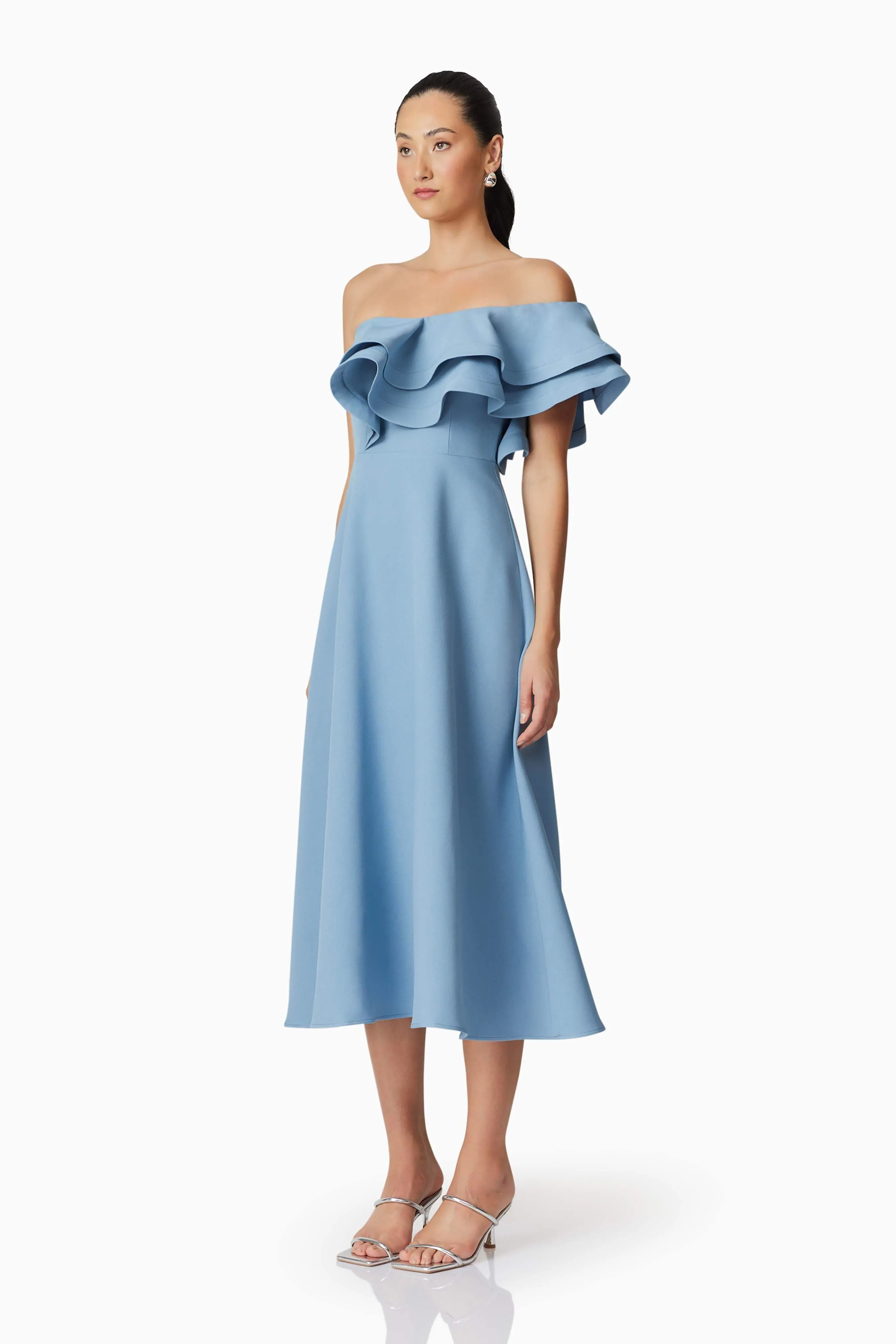 Celia Midi Dress in Blue