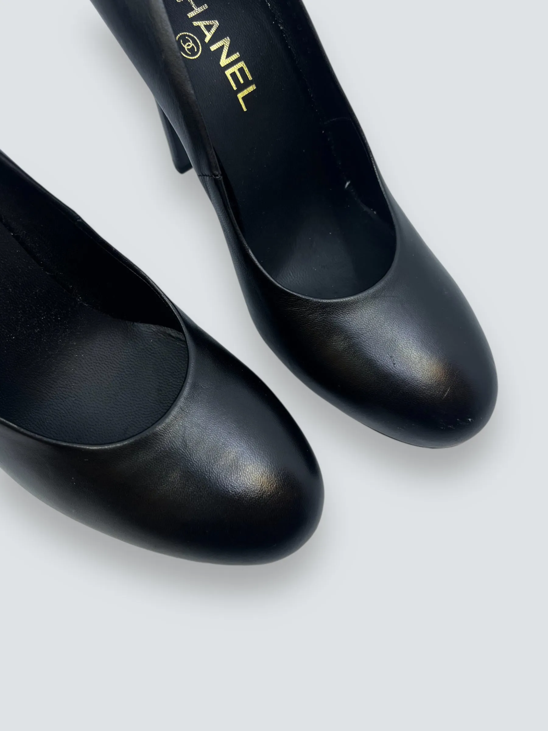 Chanel Size UK 6 Black Leather Heels