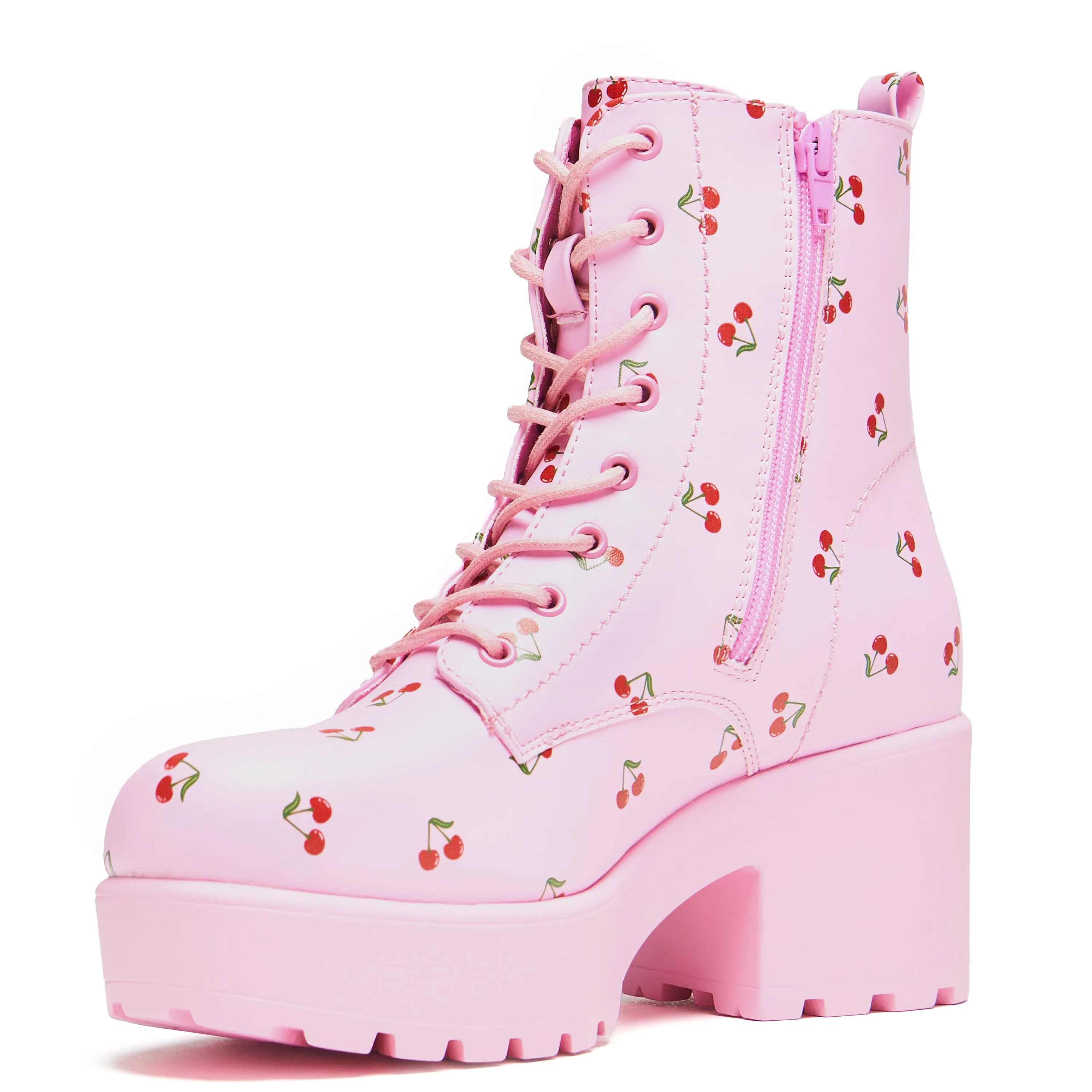 Cherry Passion Platform Boots - Baby Pink
