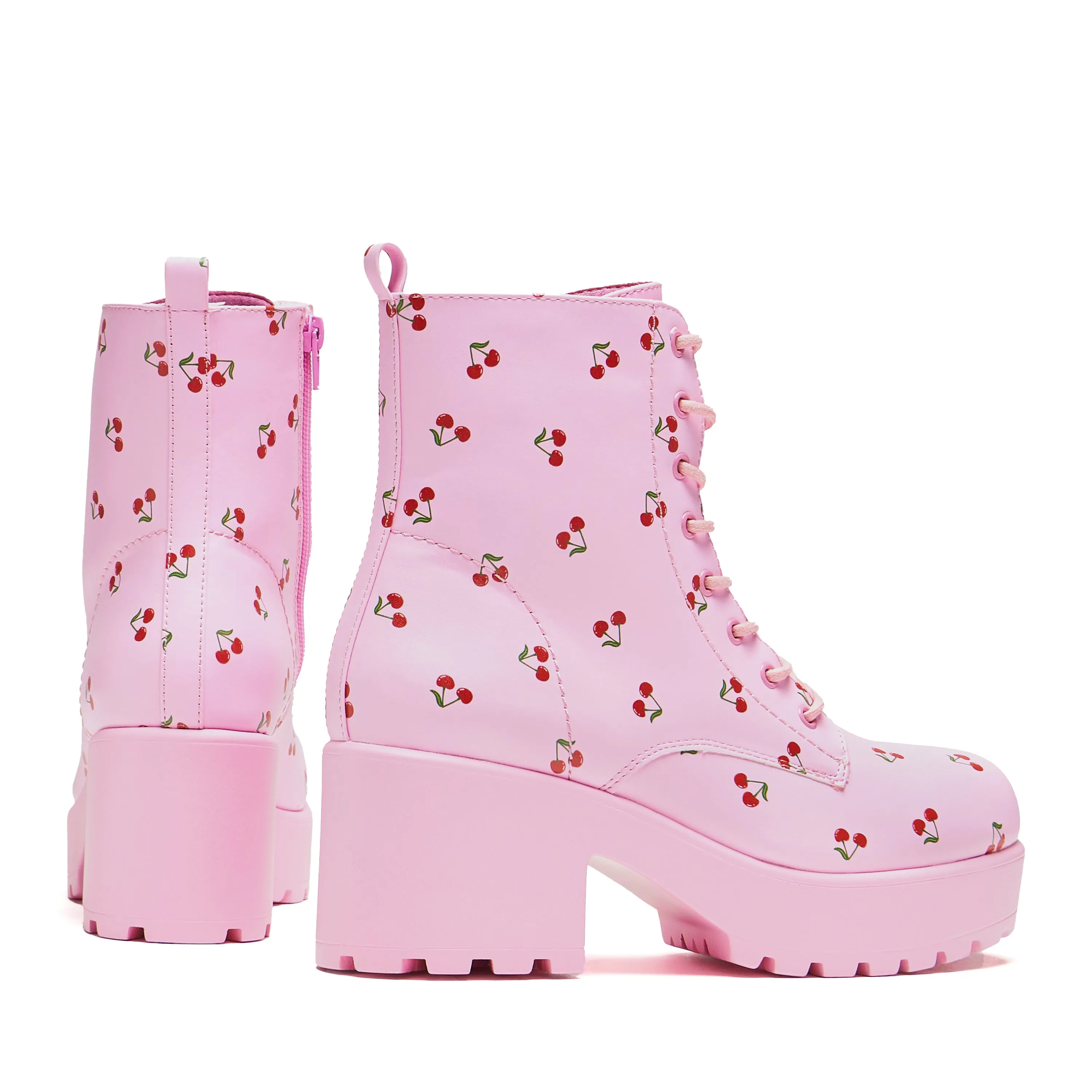 Cherry Passion Platform Boots - Baby Pink