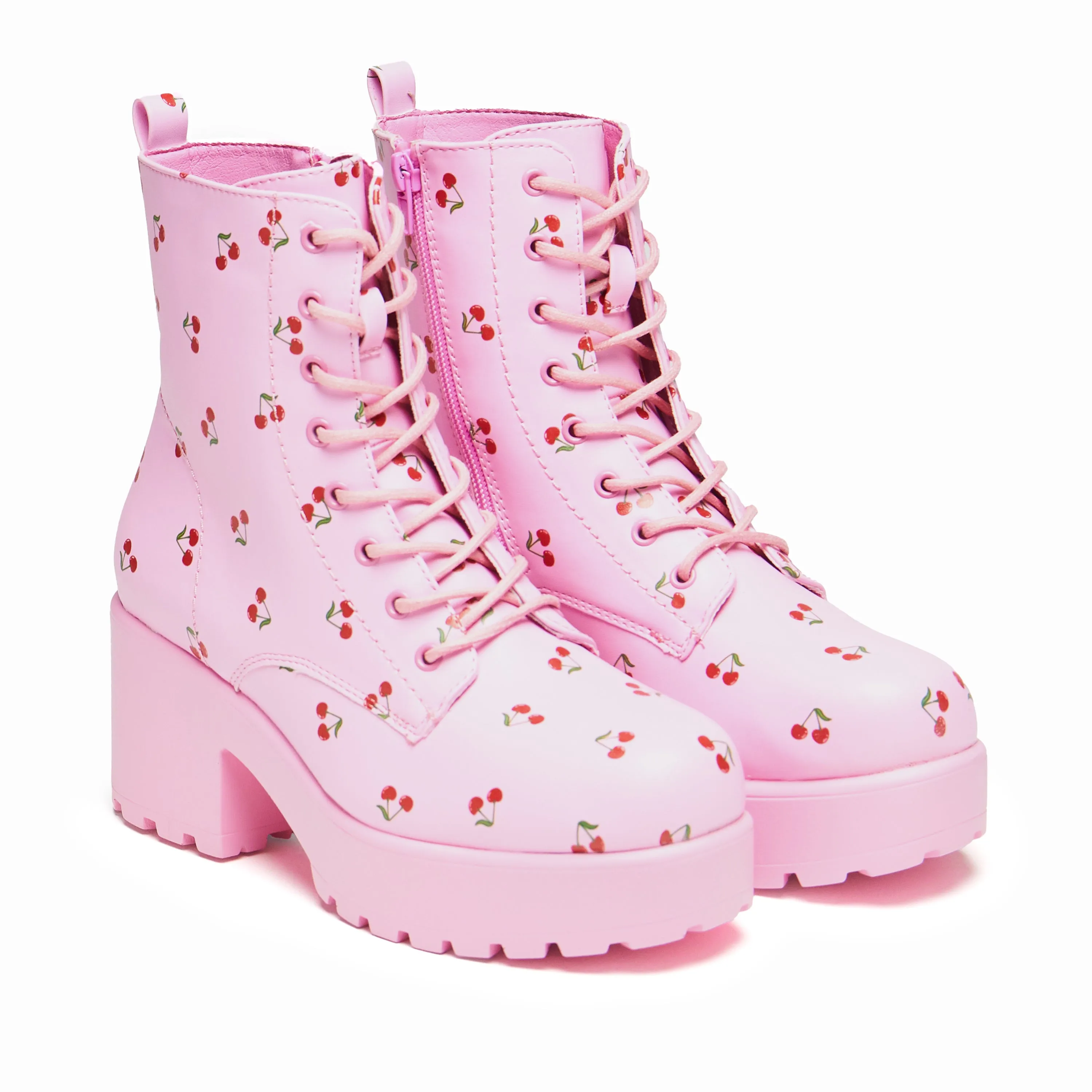 Cherry Passion Platform Boots - Baby Pink