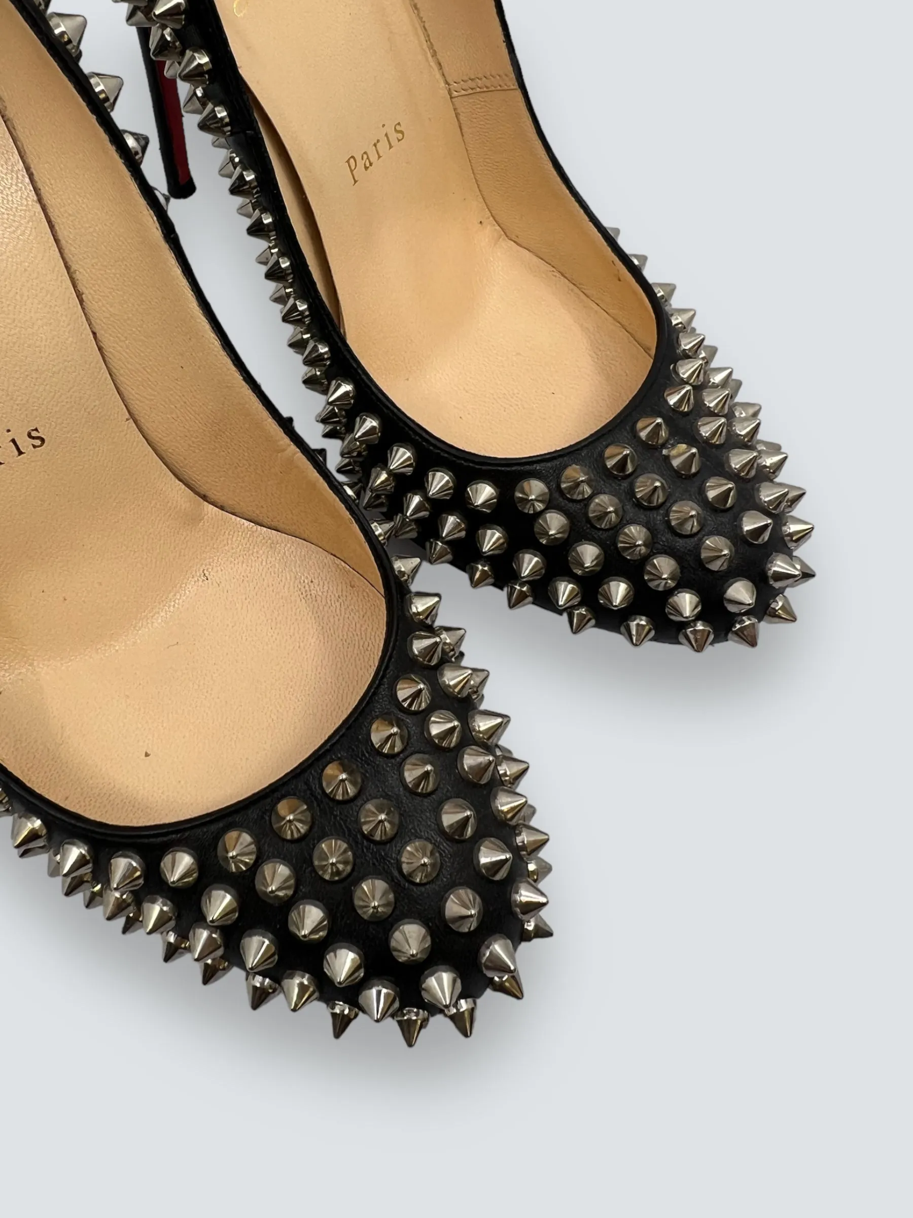 Christian Louboutin Black & Silver Studded Heels - UK 36