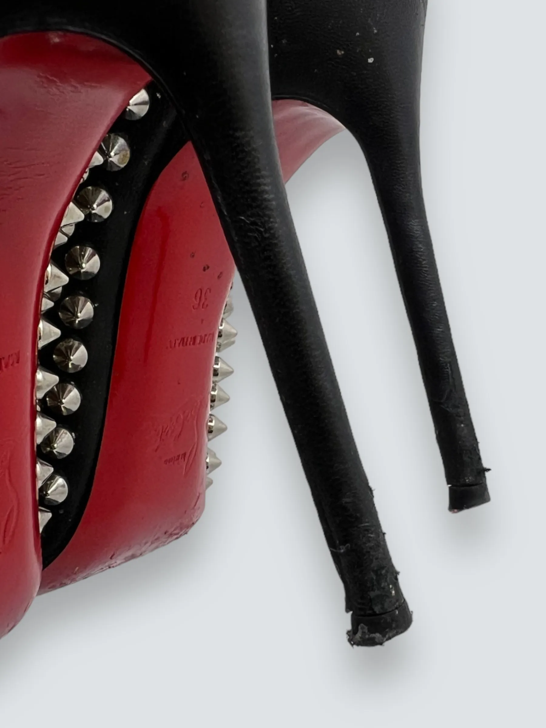 Christian Louboutin Black & Silver Studded Heels - UK 36