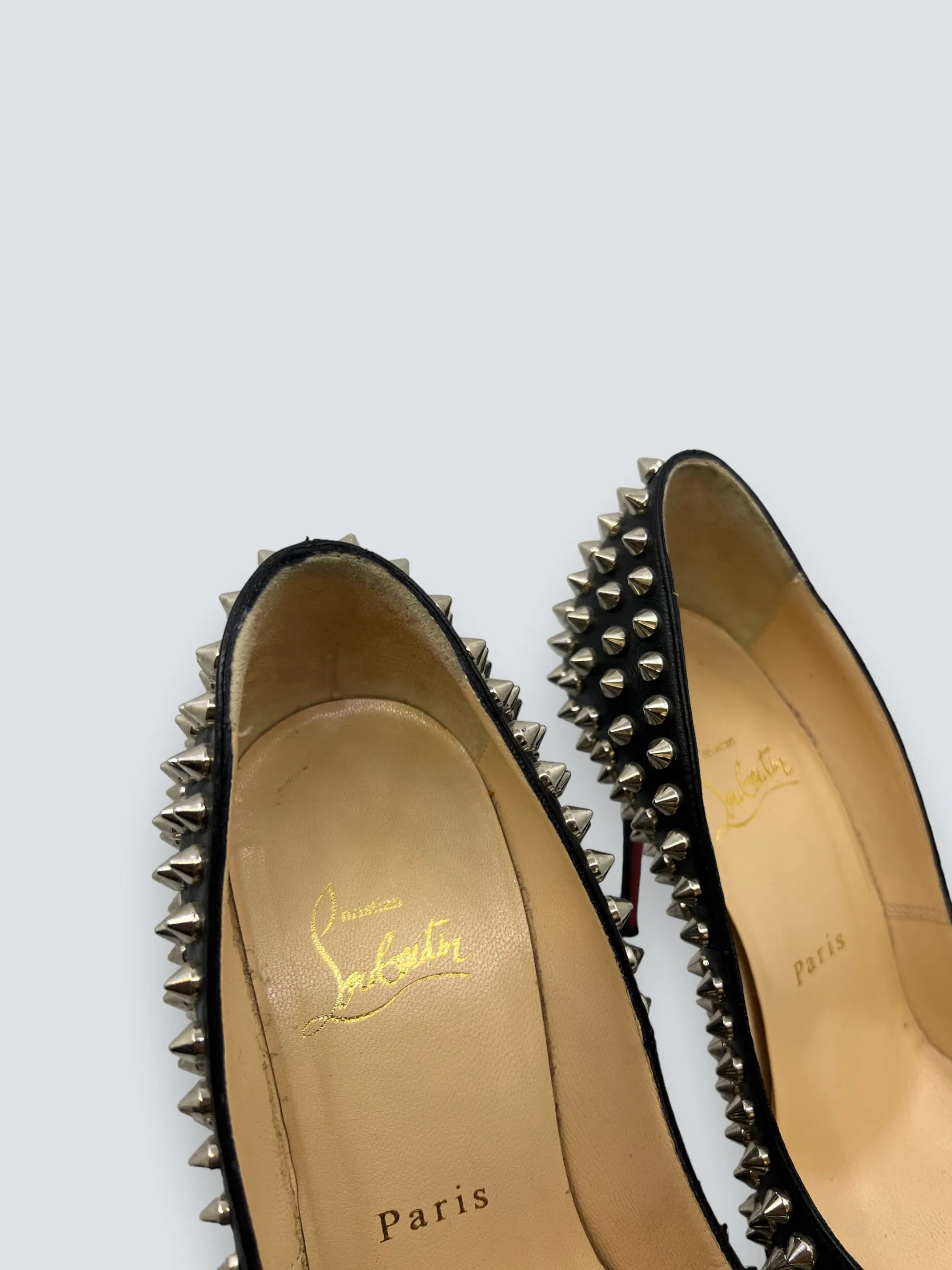 Christian Louboutin Black & Silver Studded Heels - UK 36