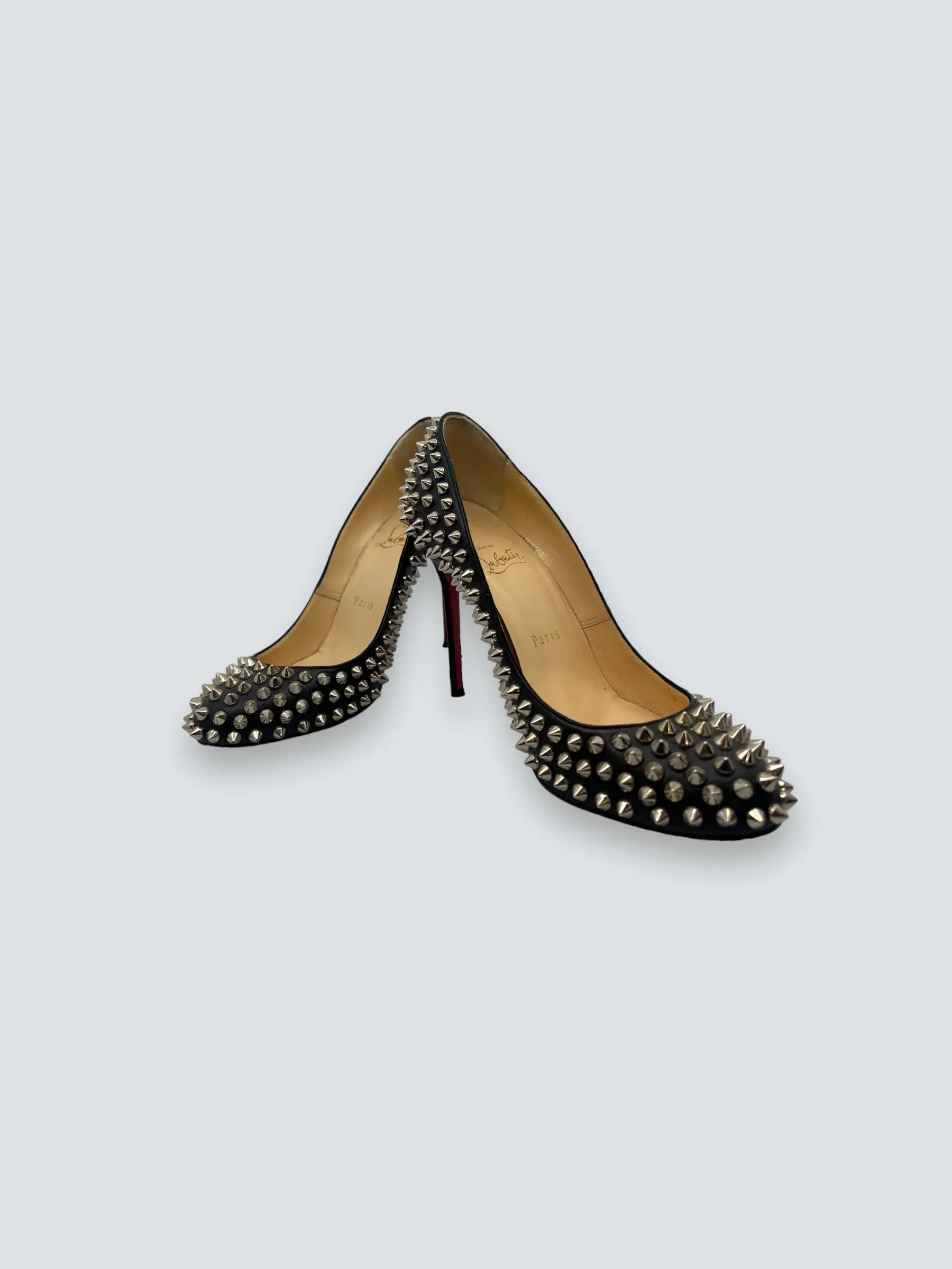Christian Louboutin Black & Silver Studded Heels - UK 36