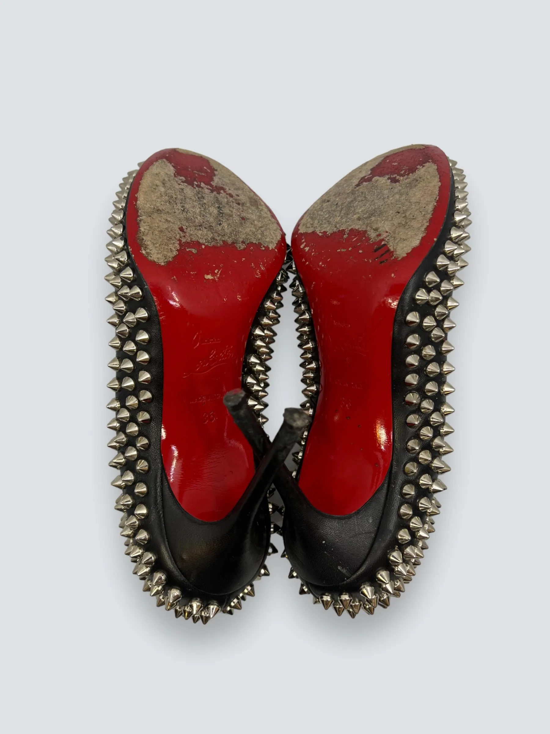 Christian Louboutin Black & Silver Studded Heels - UK 36