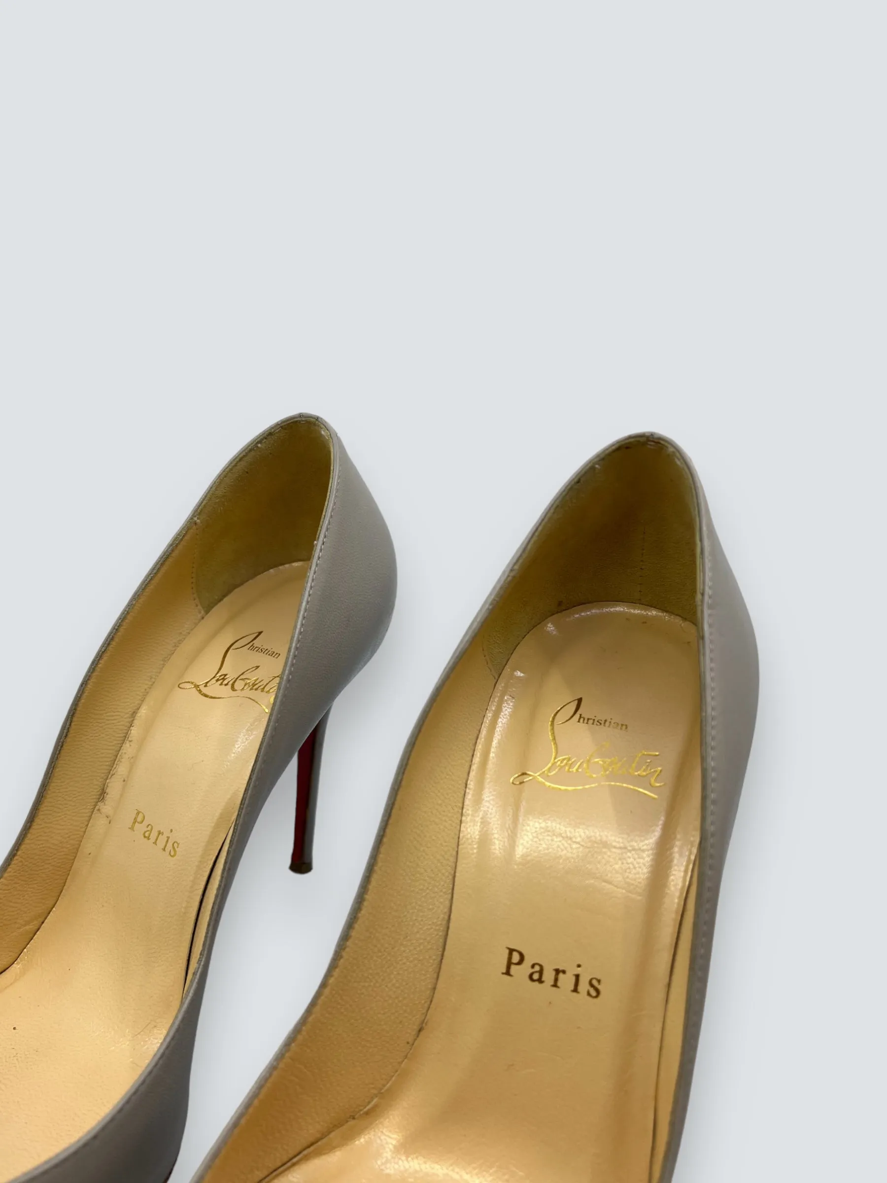 Christian Louboutin Grey Leather Heels - UK 36.5