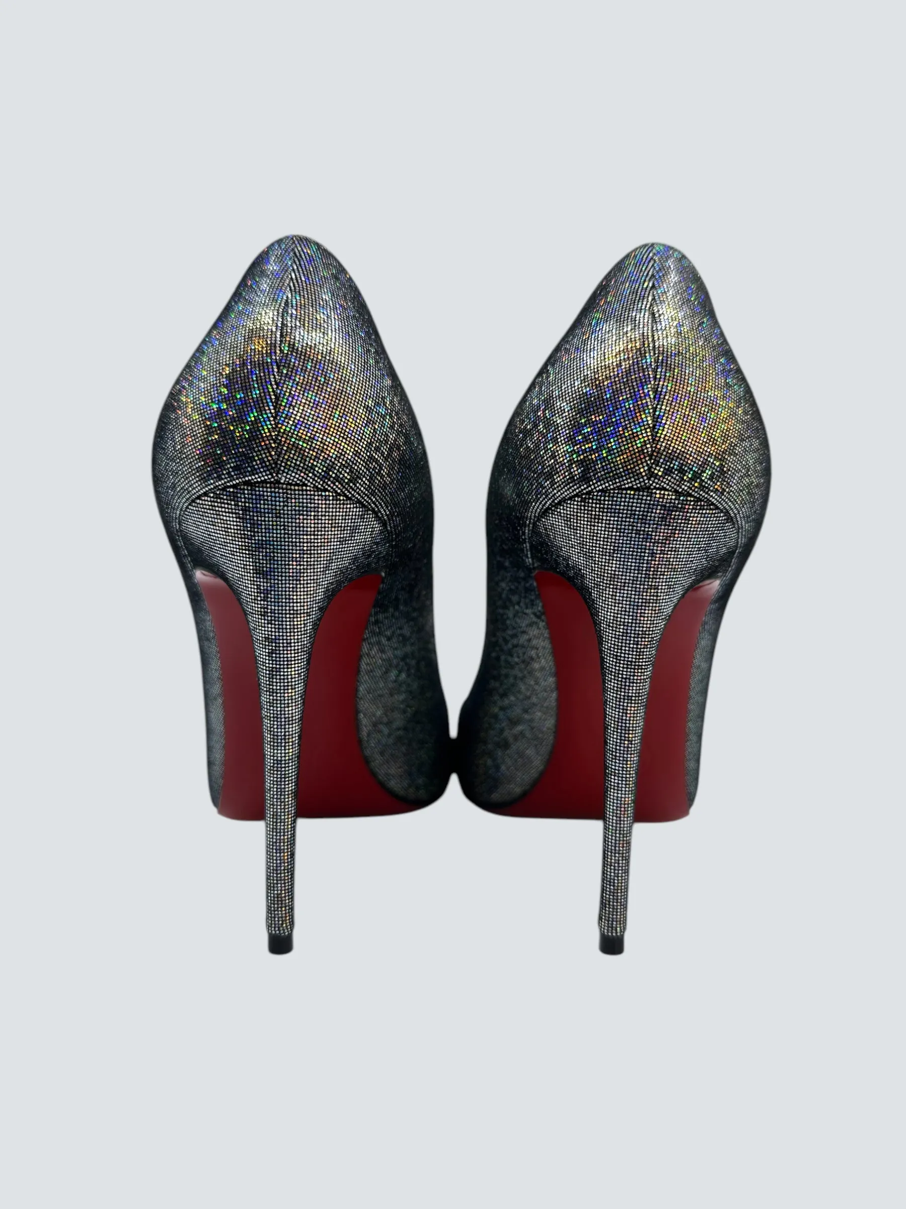 Christian Louboutin Silver So Kate Disco Heels - UK 5