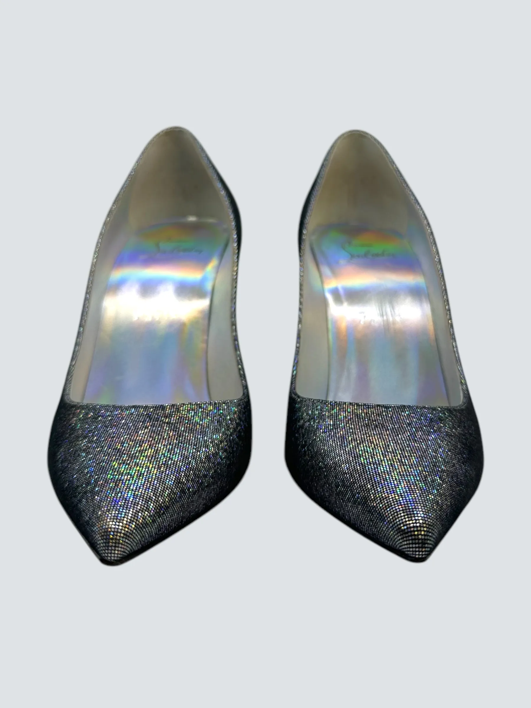 Christian Louboutin Silver So Kate Disco Heels - UK 5