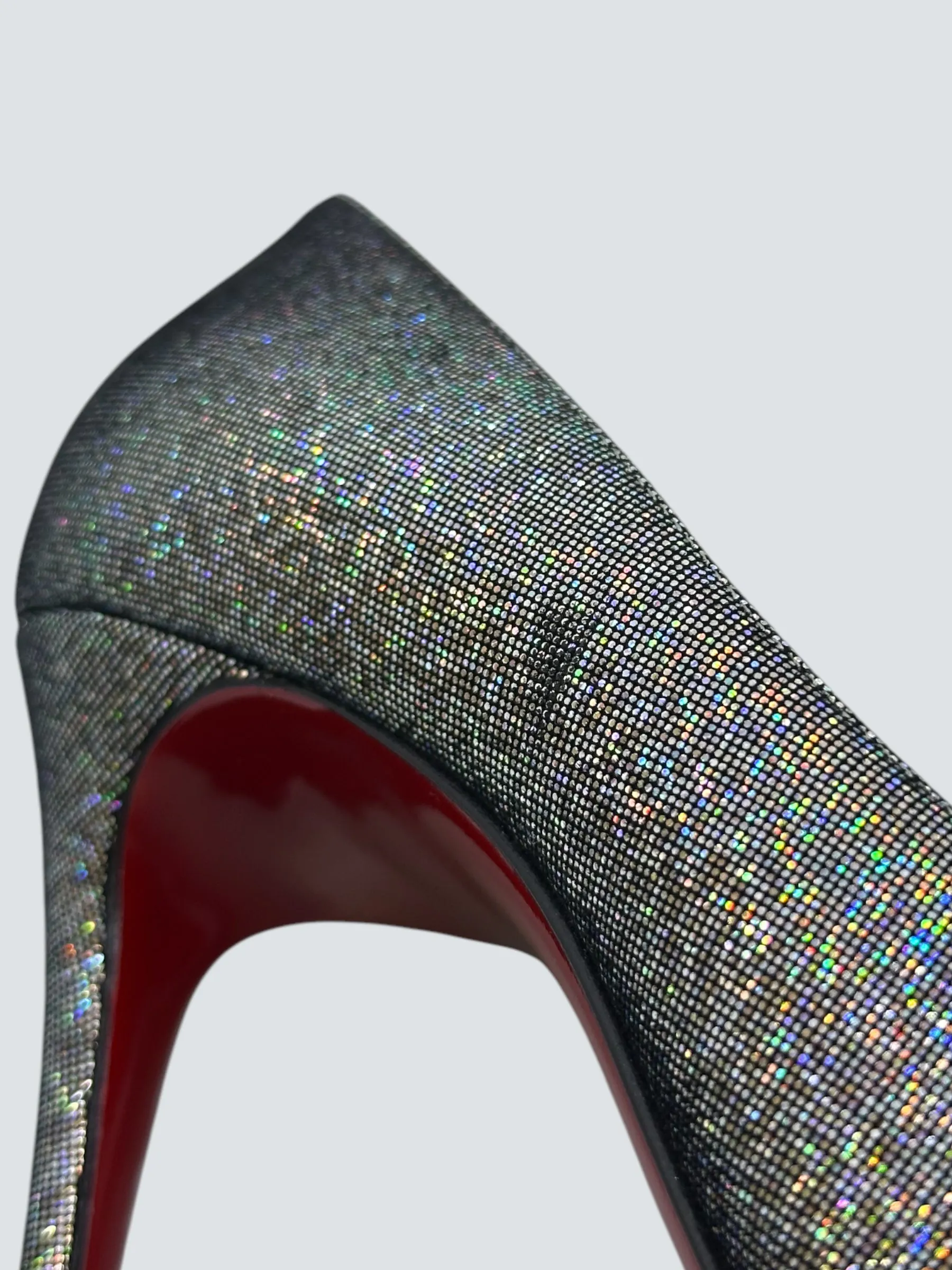 Christian Louboutin Silver So Kate Disco Heels - UK 5