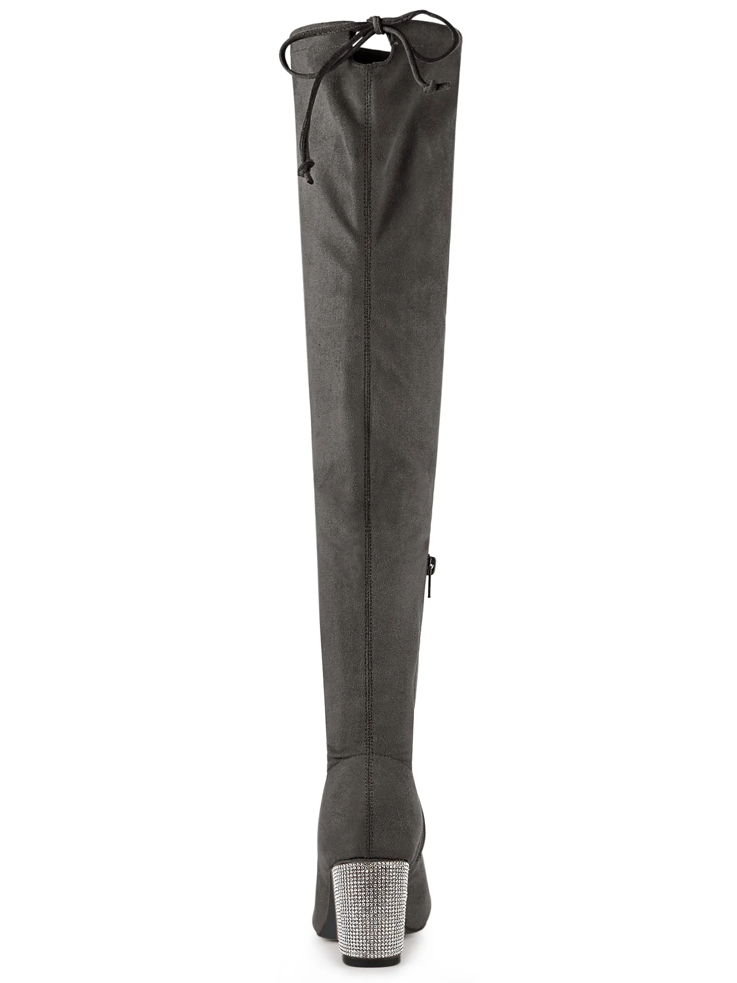 Chunky Heel Bling Rhinestone Over the Knee High Boots