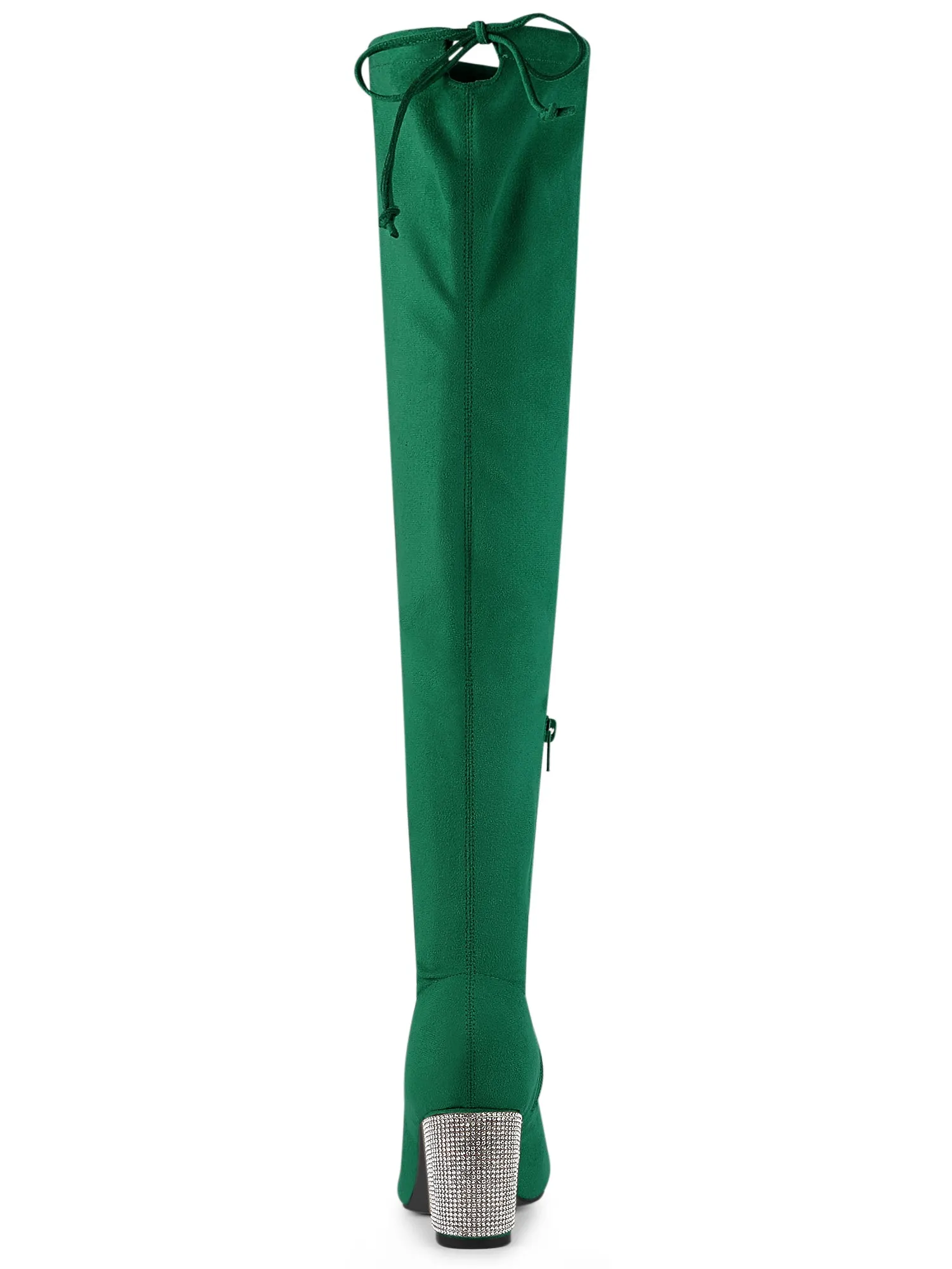 Chunky Heel Bling Rhinestone Over the Knee High Boots