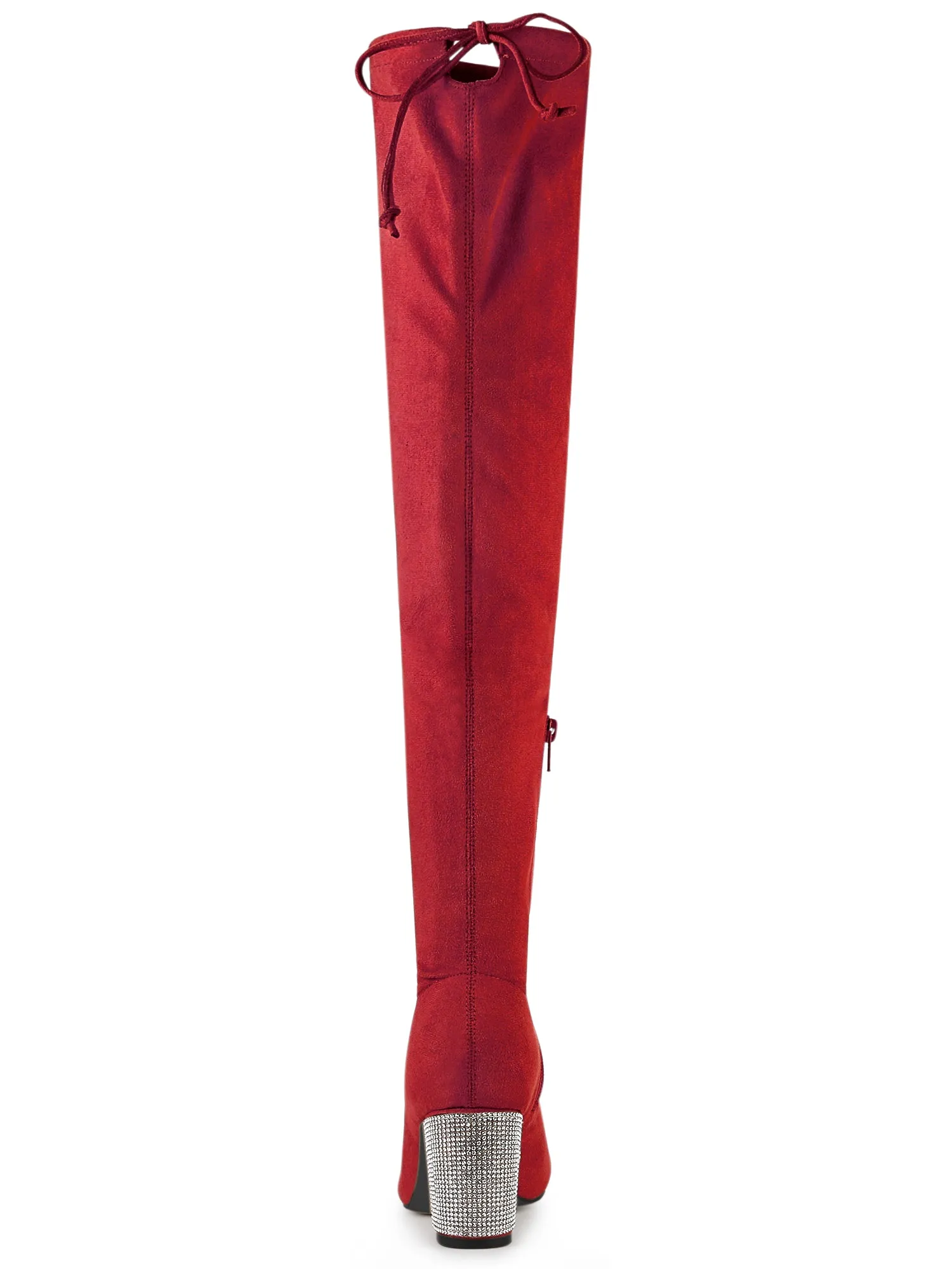 Chunky Heel Bling Rhinestone Over the Knee High Boots