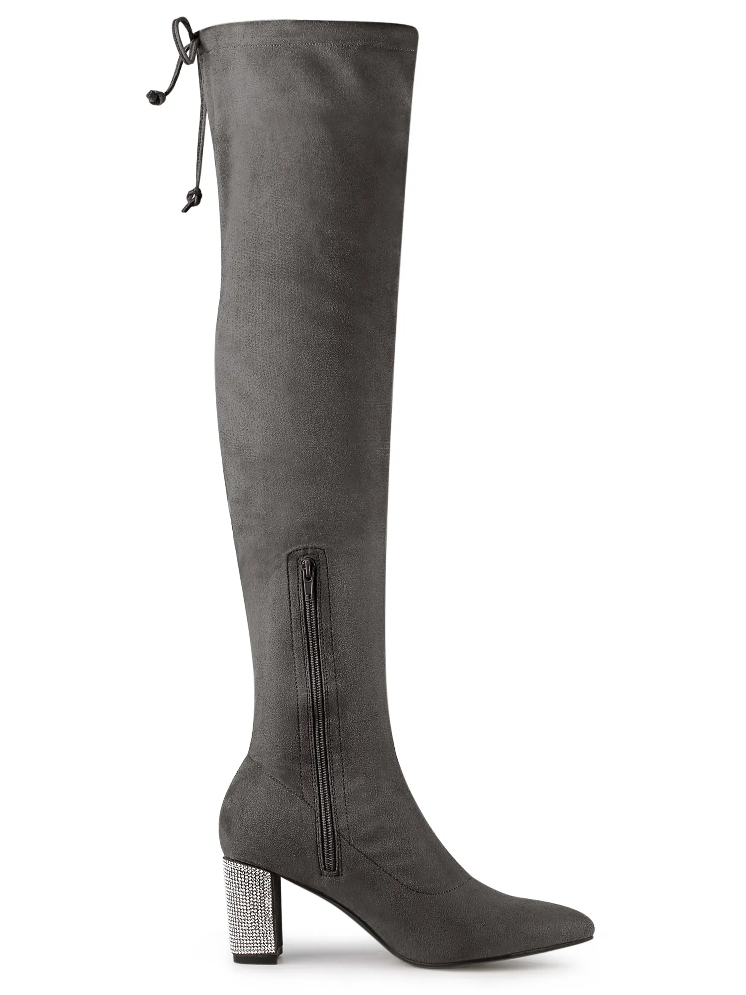 Chunky Heel Bling Rhinestone Over the Knee High Boots