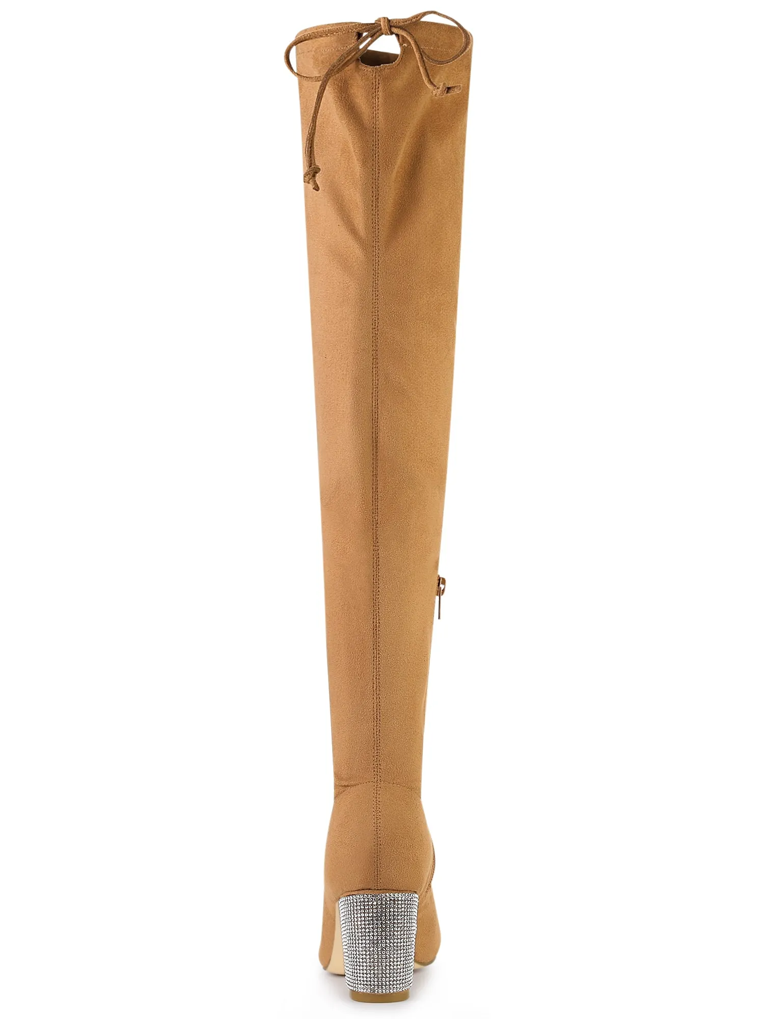 Chunky Heel Bling Rhinestone Over the Knee High Boots