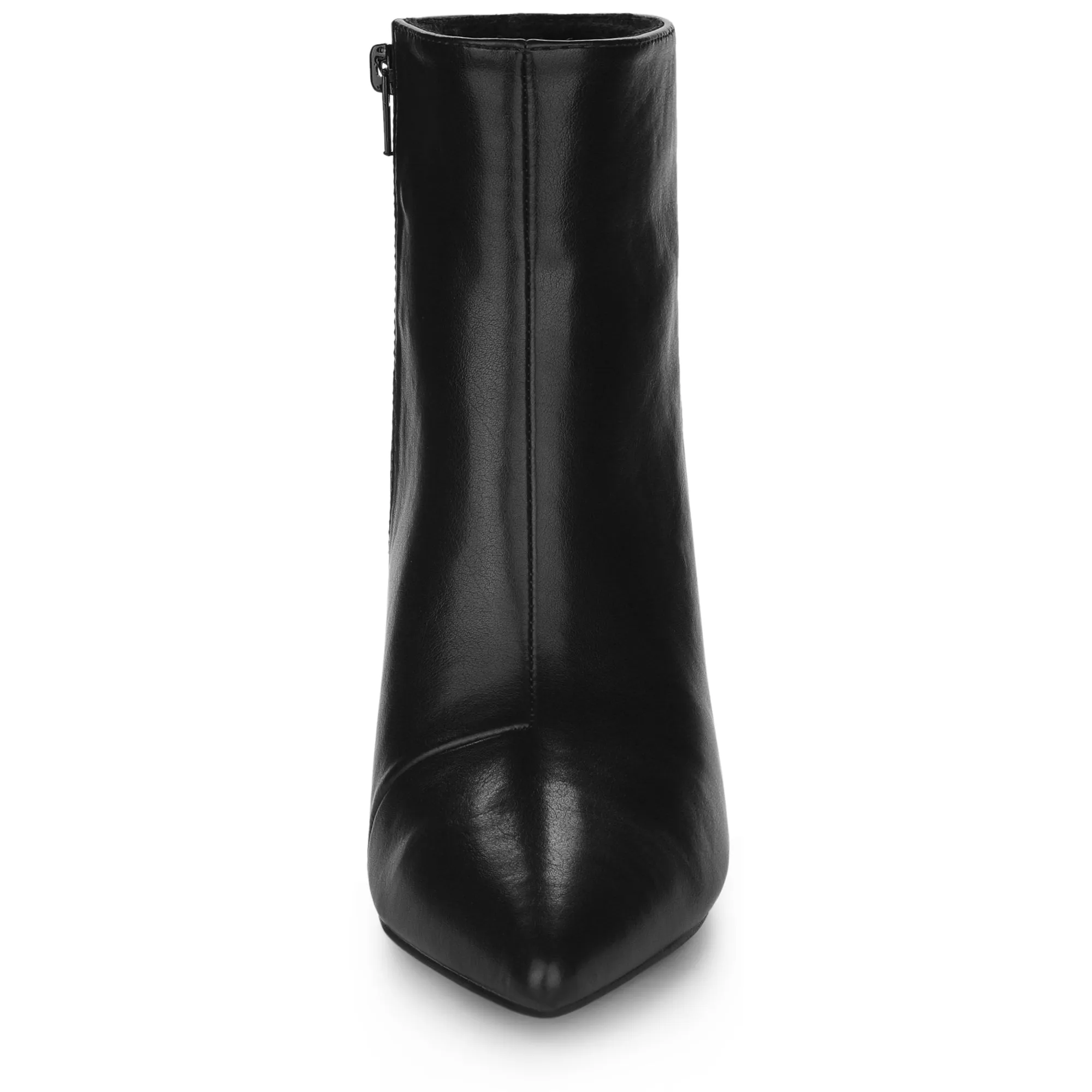 Clear Heel Pointed Toe Wedge Heel Faux Leather Ankle Boots