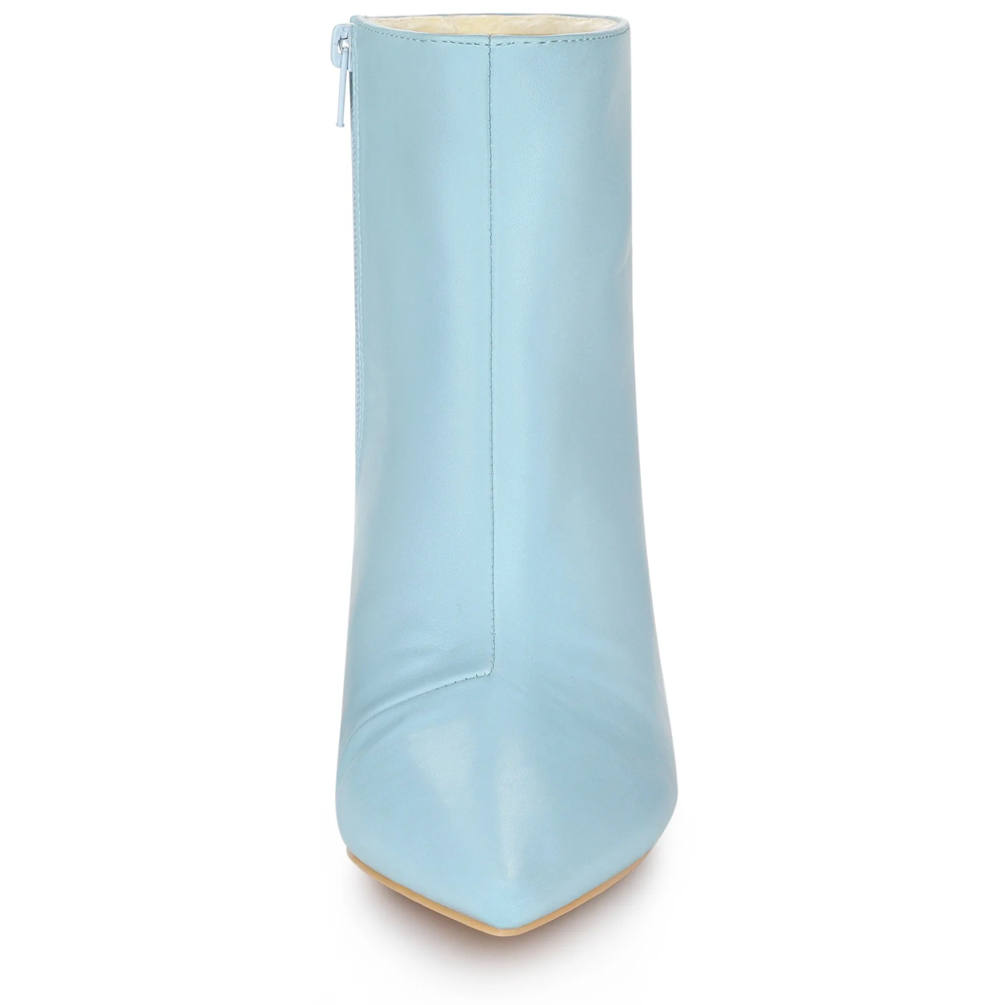 Clear Heel Pointed Toe Wedge Heel Faux Leather Ankle Boots