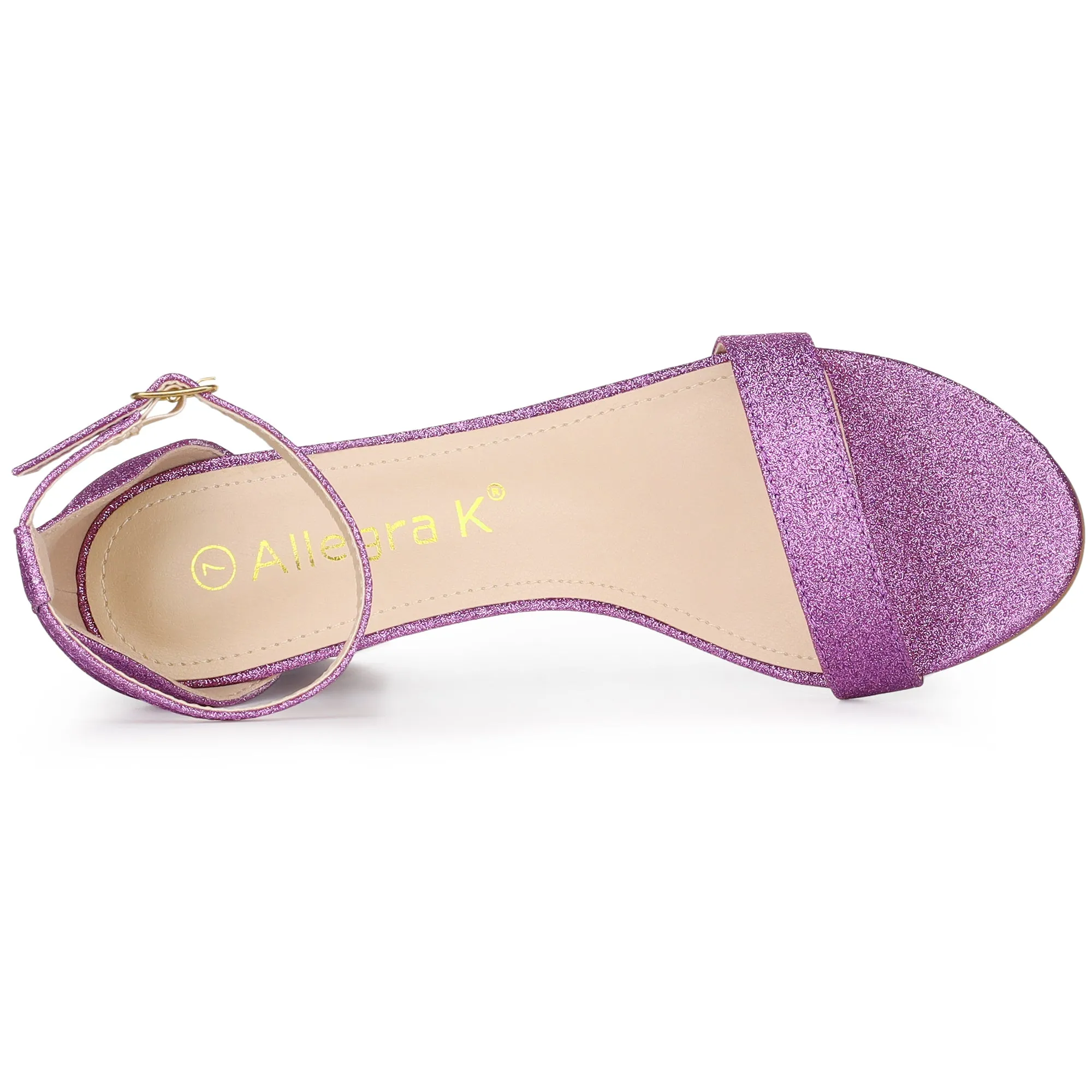 Colorful Gradient Glitter Chunky Heel Ankle Strap Sandals