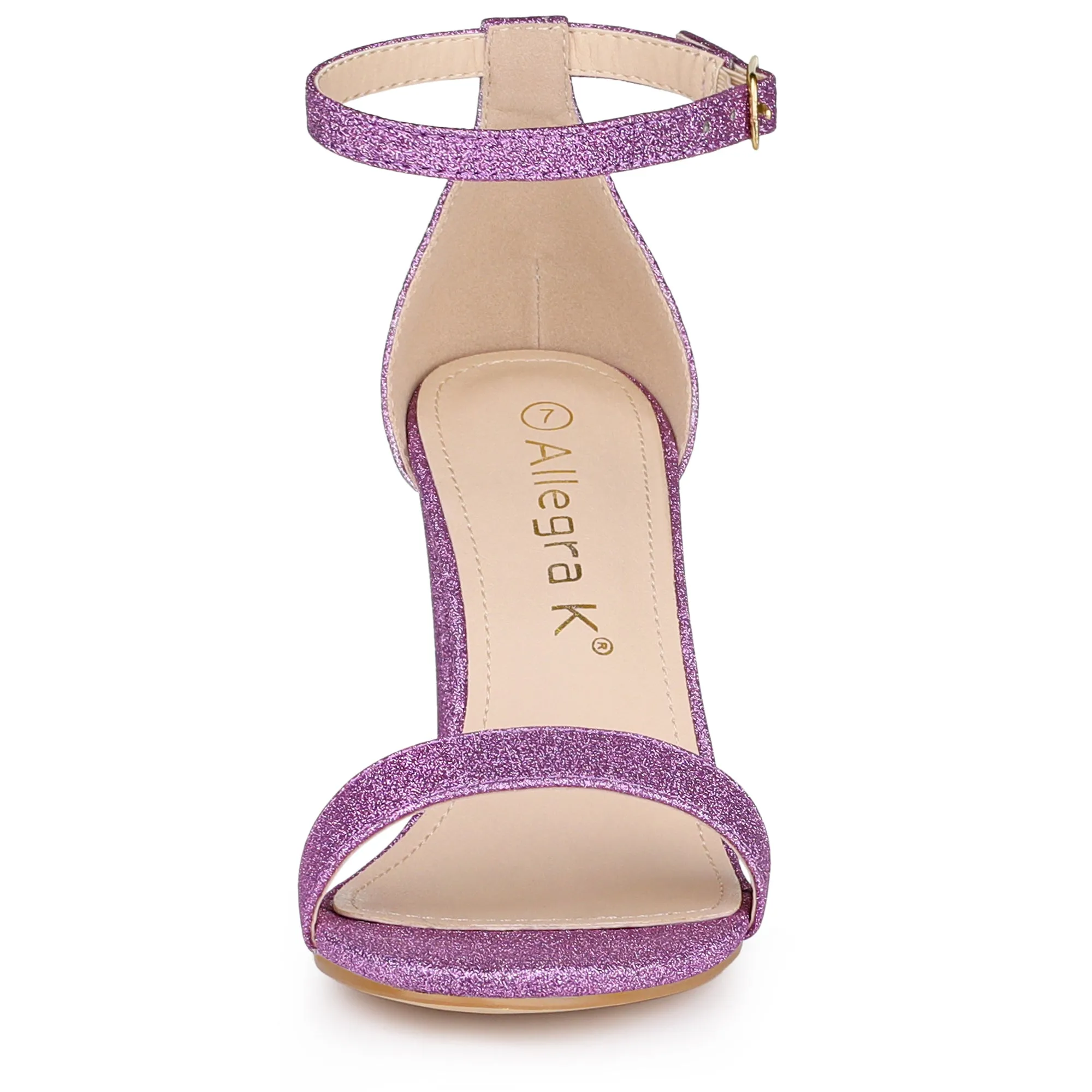 Colorful Gradient Glitter Chunky Heel Ankle Strap Sandals