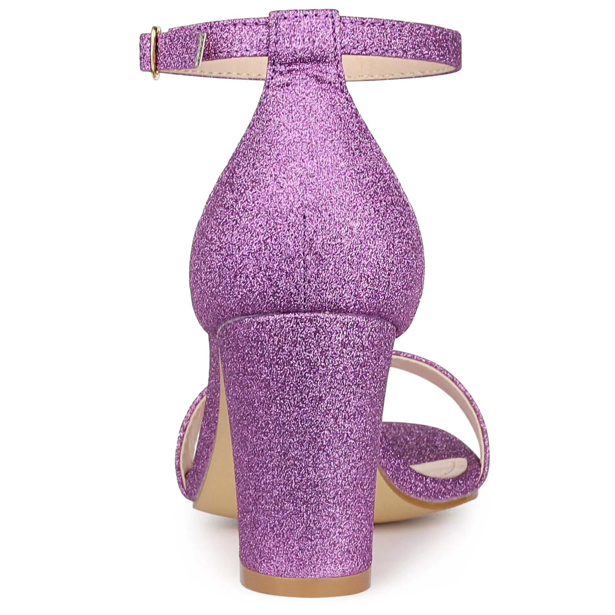 Colorful Gradient Glitter Chunky Heel Ankle Strap Sandals