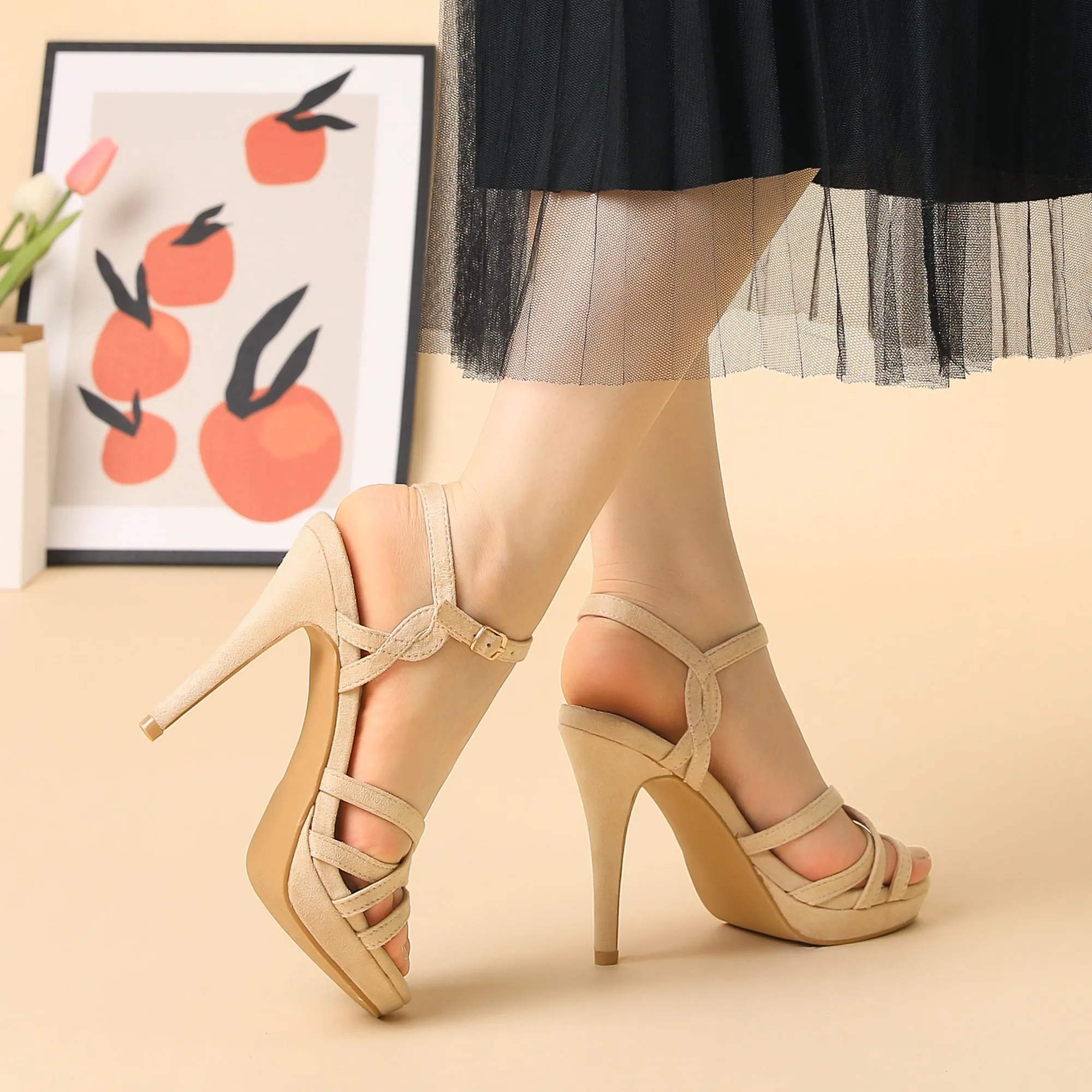 Crisscross Straps Strappy Platform Stiletto Heel Sandals