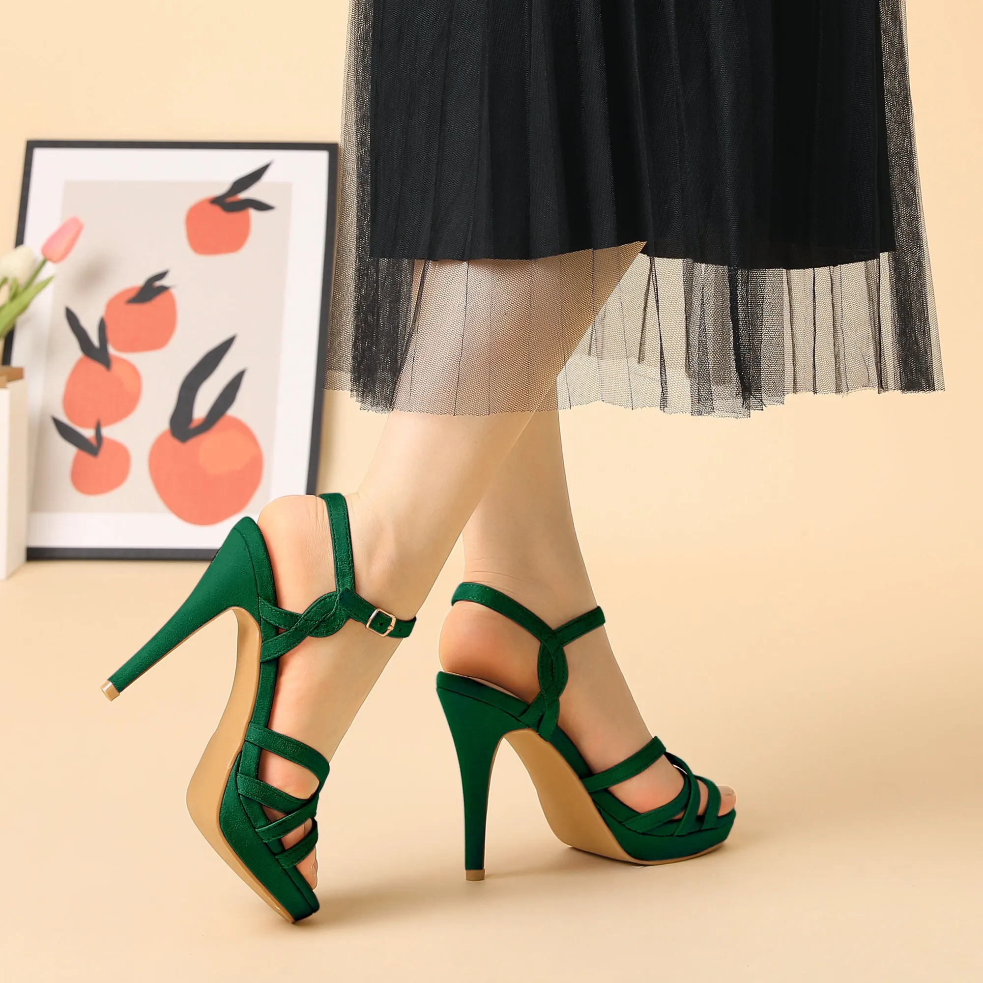 Crisscross Straps Strappy Platform Stiletto Heel Sandals