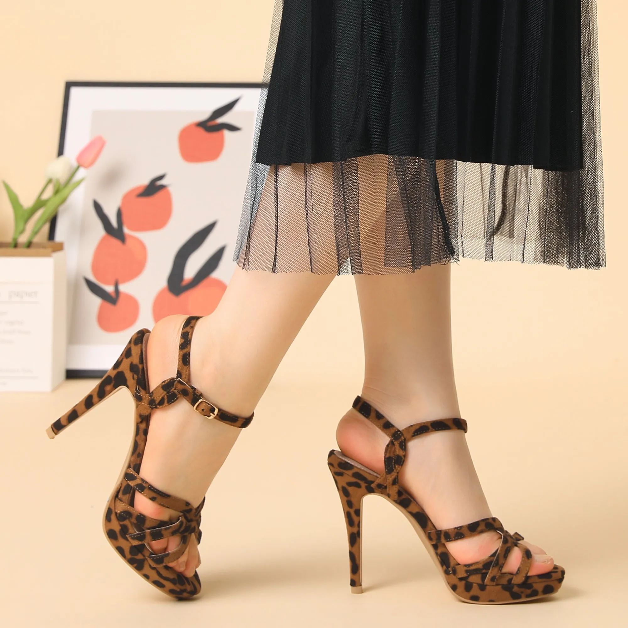 Crisscross Straps Strappy Platform Stiletto Heel Sandals
